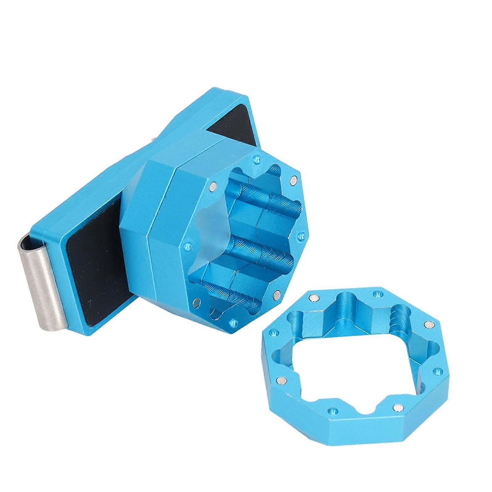 Aluminum Cue Chalk Holder Clip Octagon Universal 3 Layers Billiard Pool Cue Chalk Box Holder Billiard Accessories Blue