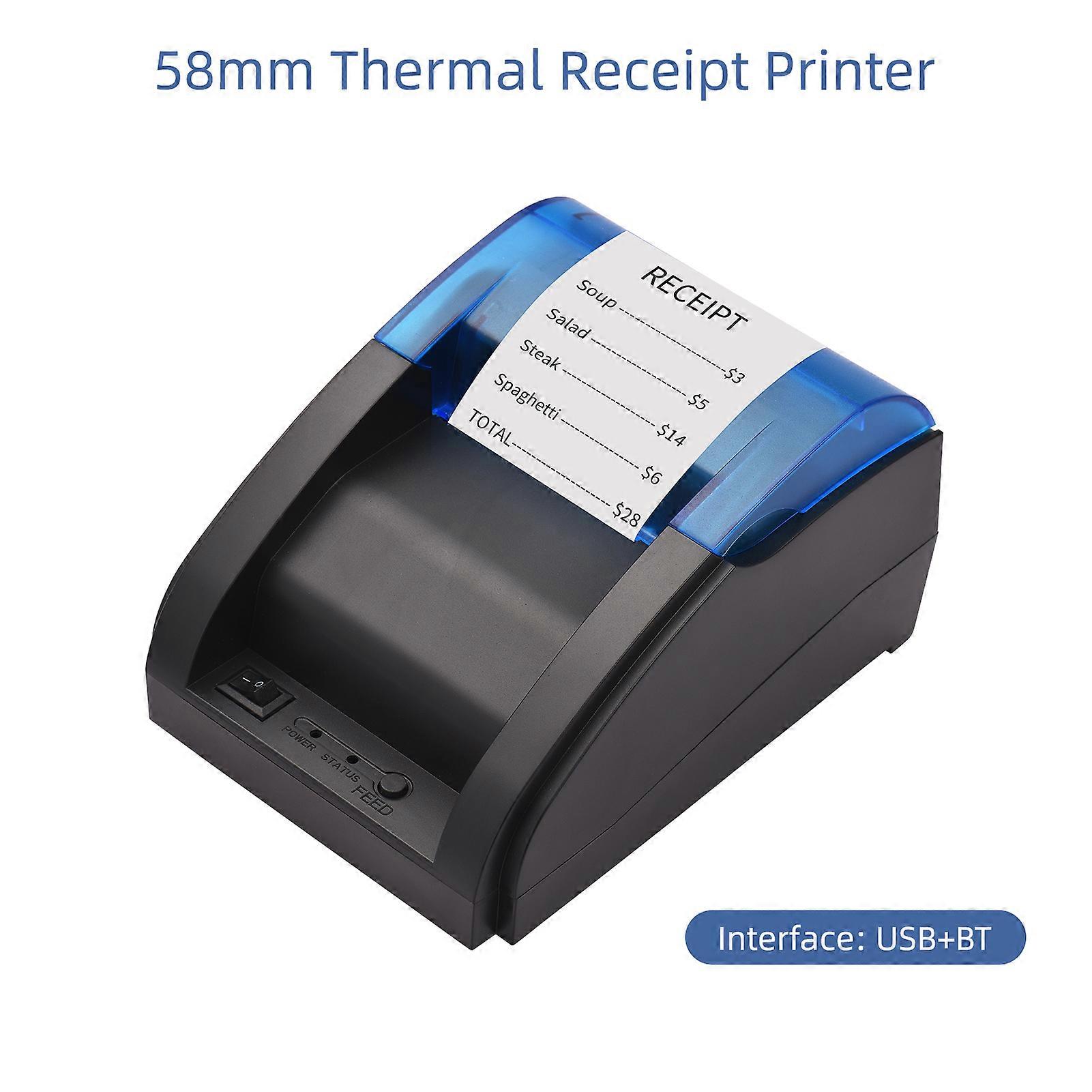 58mm Thermal Receipt Printer Direct Thermal USB&BT Connection for Ticket Bill Printing Compatible with iOS Android Windows System ESC/POS Print Comma
