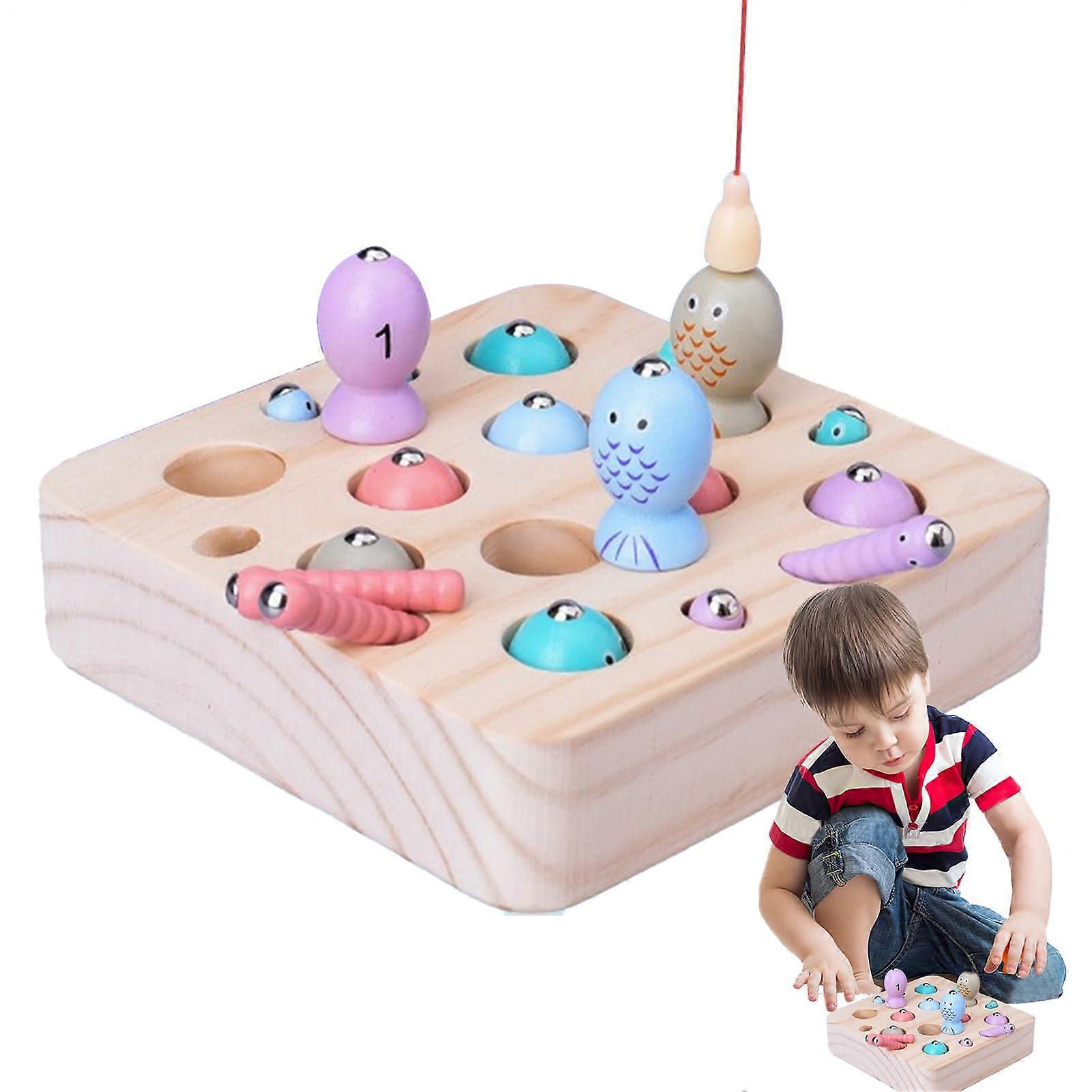 Fishing Game Wooden Learning Tool for Children 2 Interactive Play Teaching Aids