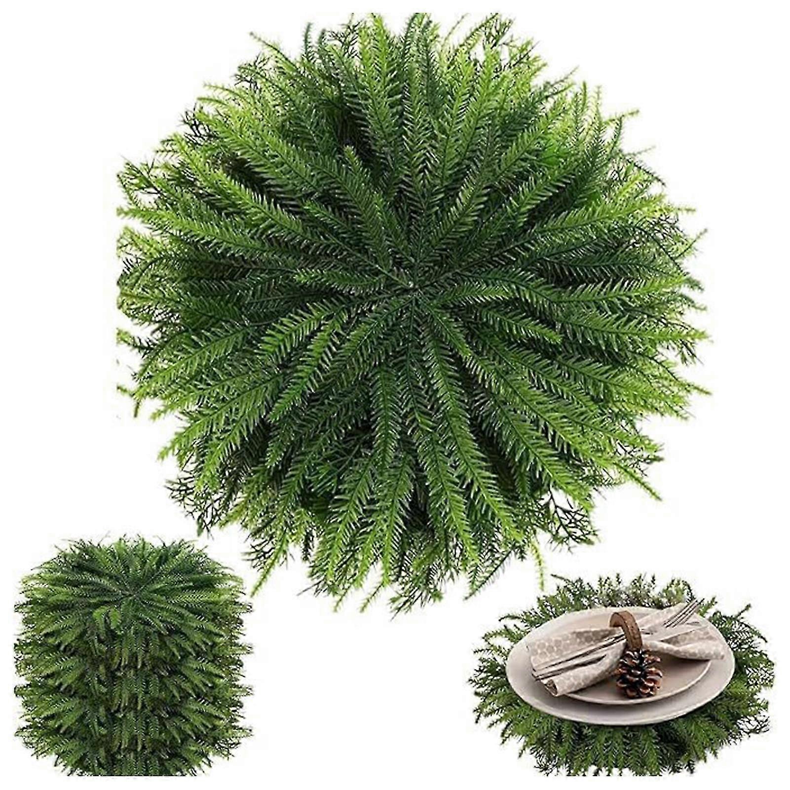 2025 Faux Cedar  Placemats Round Artificial Xmas Placemats Table Decoration for Party Dining
