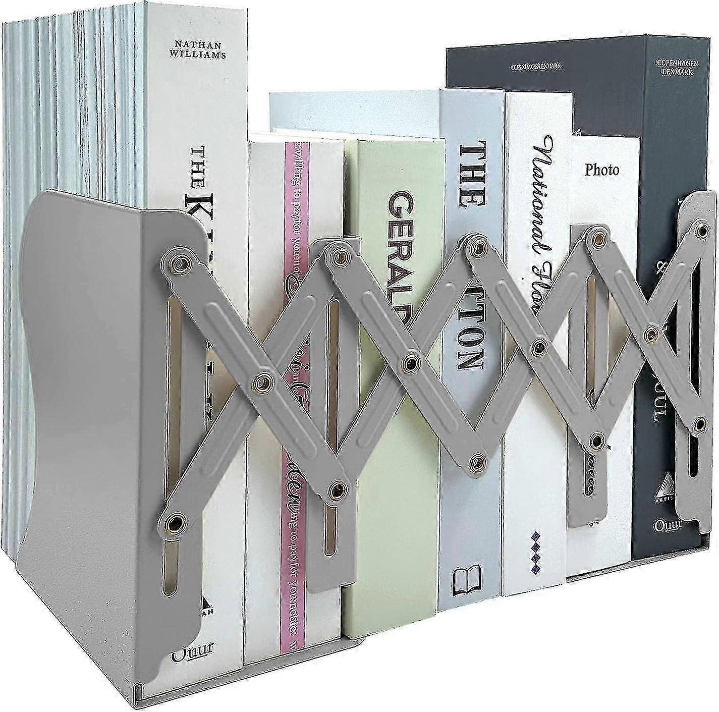 調節可能なヘビーデューティーメタルブックエンド - オフィス、学校、書店用の2つの仕切り付き19インチ - ブックストレージラック&マガジンファイルオーガナイザー