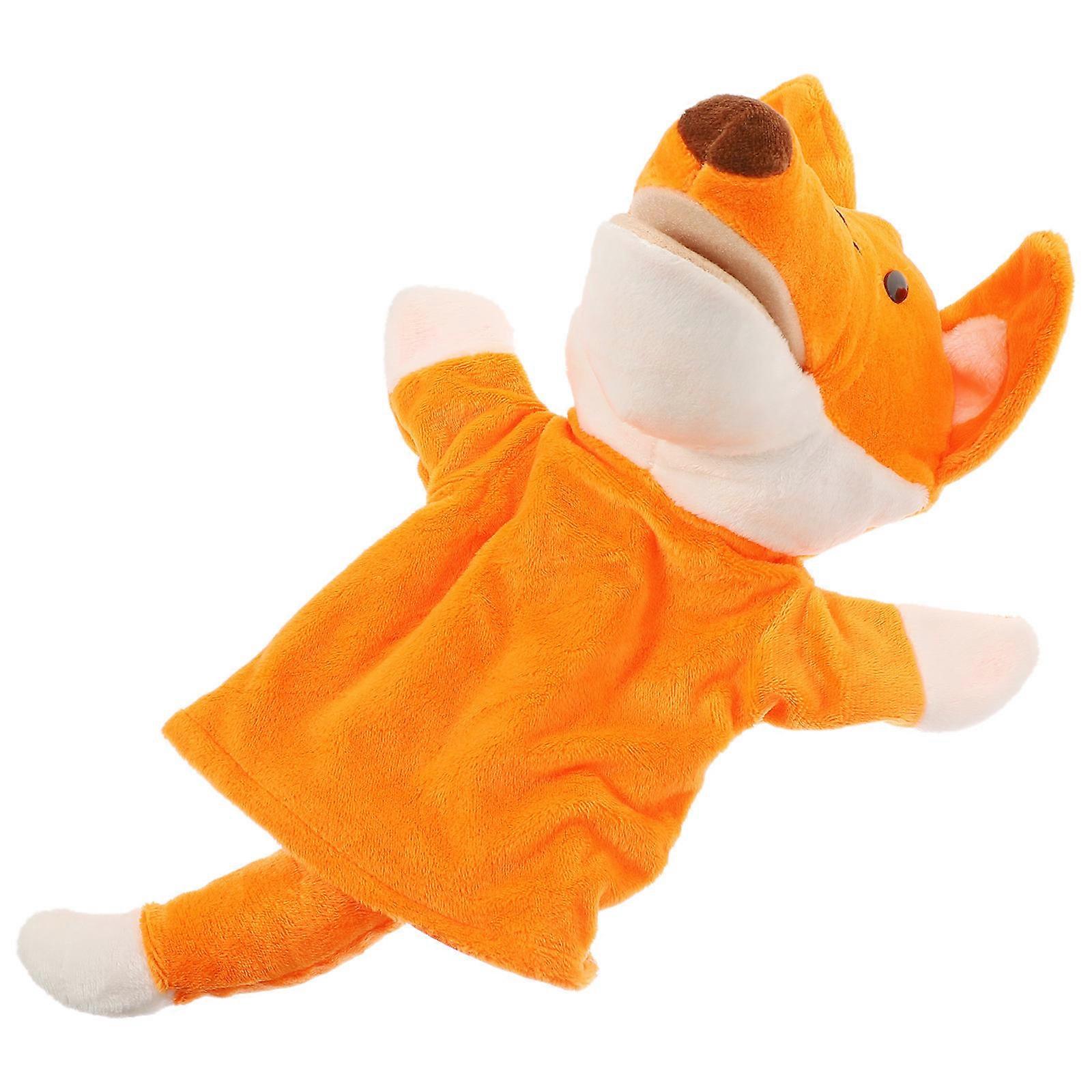 Stuffed Hand Puppet Toy In Fox Shape For Parent-Child Interaction 26X25X17CM Communication Skills Improvement 1Set