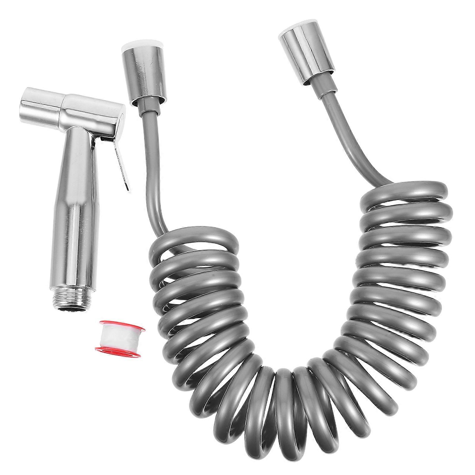 Stainless Steel High Pressure Toilet Hand Spray Bidet Sprayer with Durable Stretch Hose for Bathroom Cleaning, Diapers, Pet Bathing, and Personal