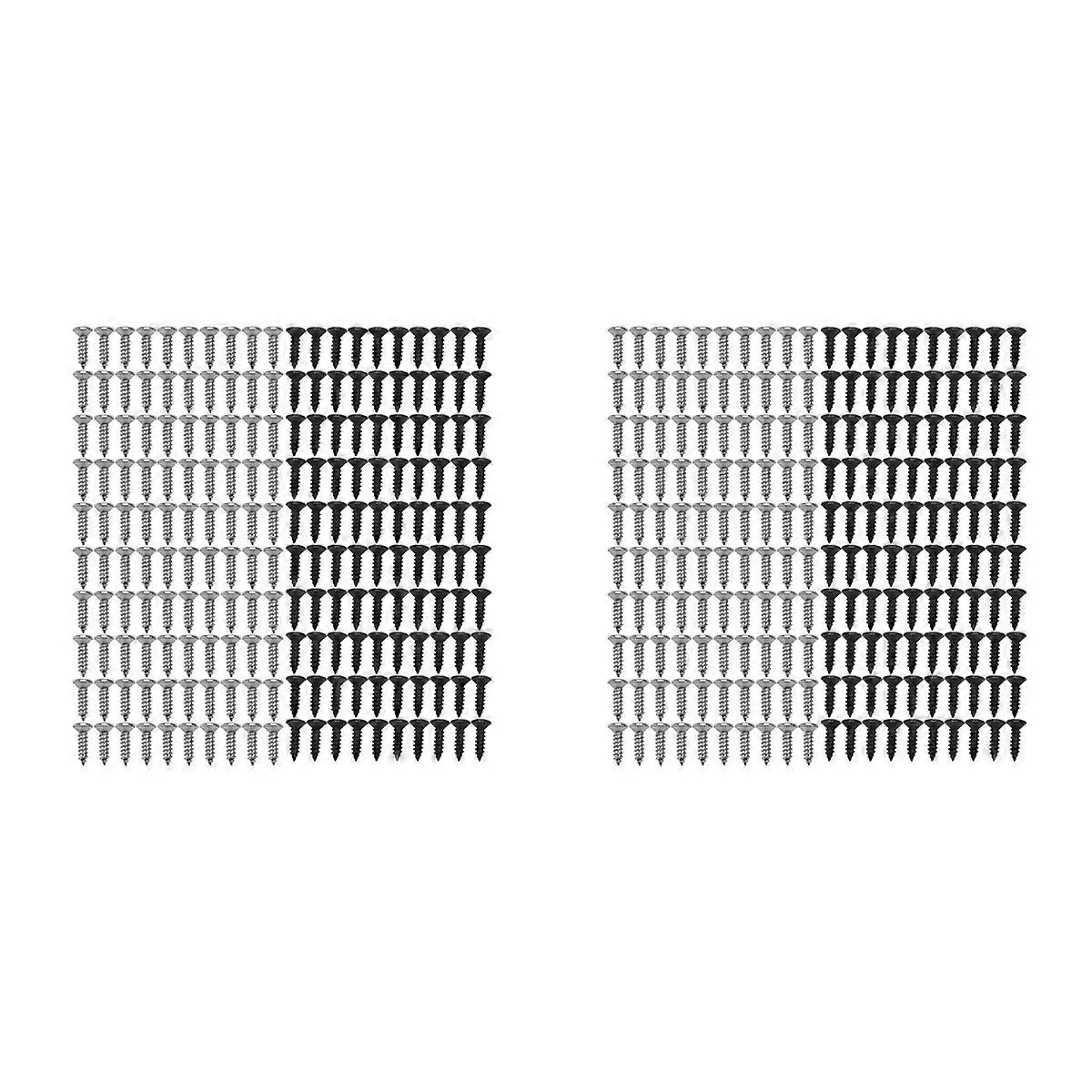 400 Piece Bass and Guitar Pickguard Mounting Screws Scratch Plate, Silver and Black