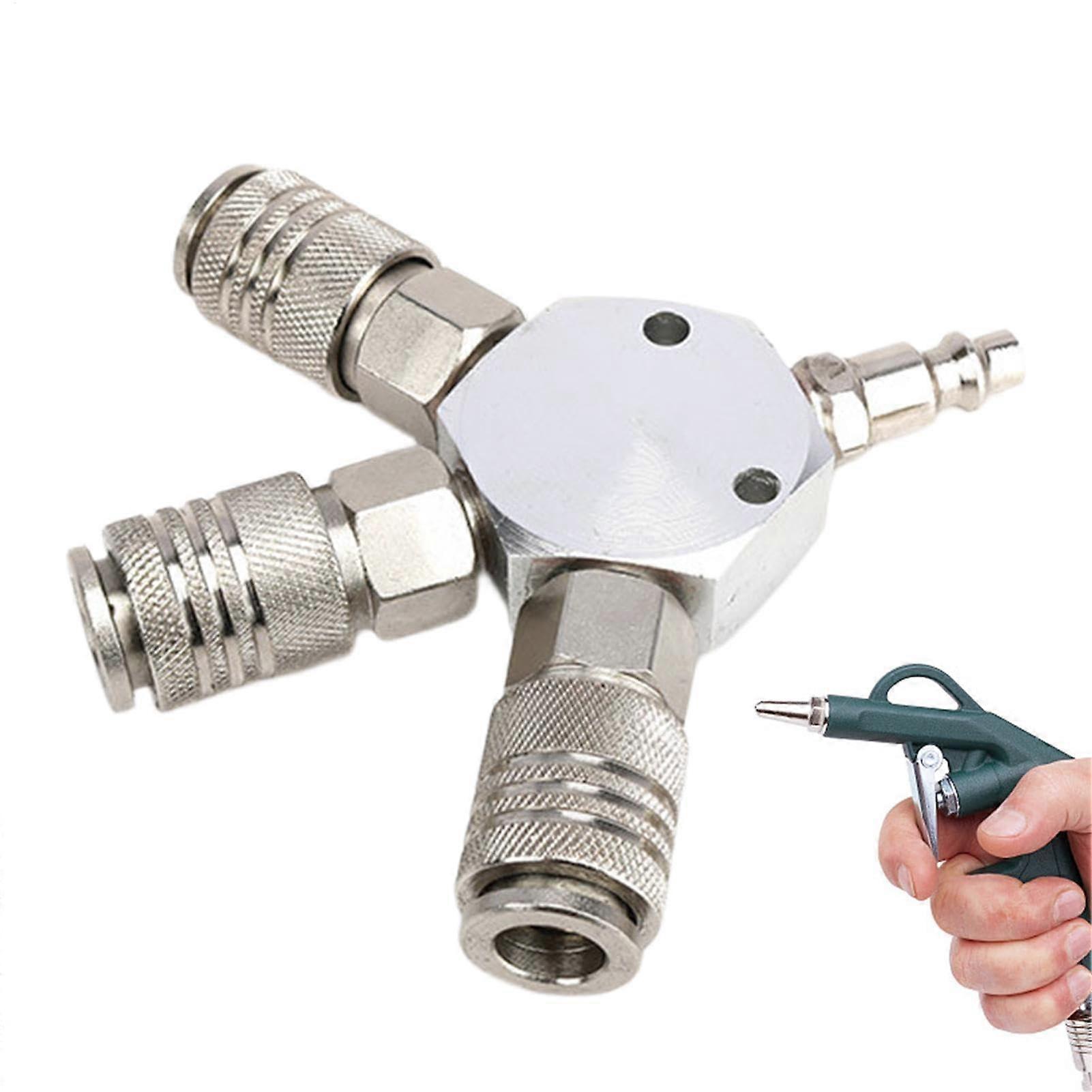 Air Compressor Splitter 3-Way Quick-Connect Fittings High-Pressure Twist-Lock Connectors Adapters Oil-Safe