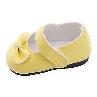 3xLovely Bowknot Shoes para Americana 18 polegadas Menina Boneca Vestido Acessórios Amarelo