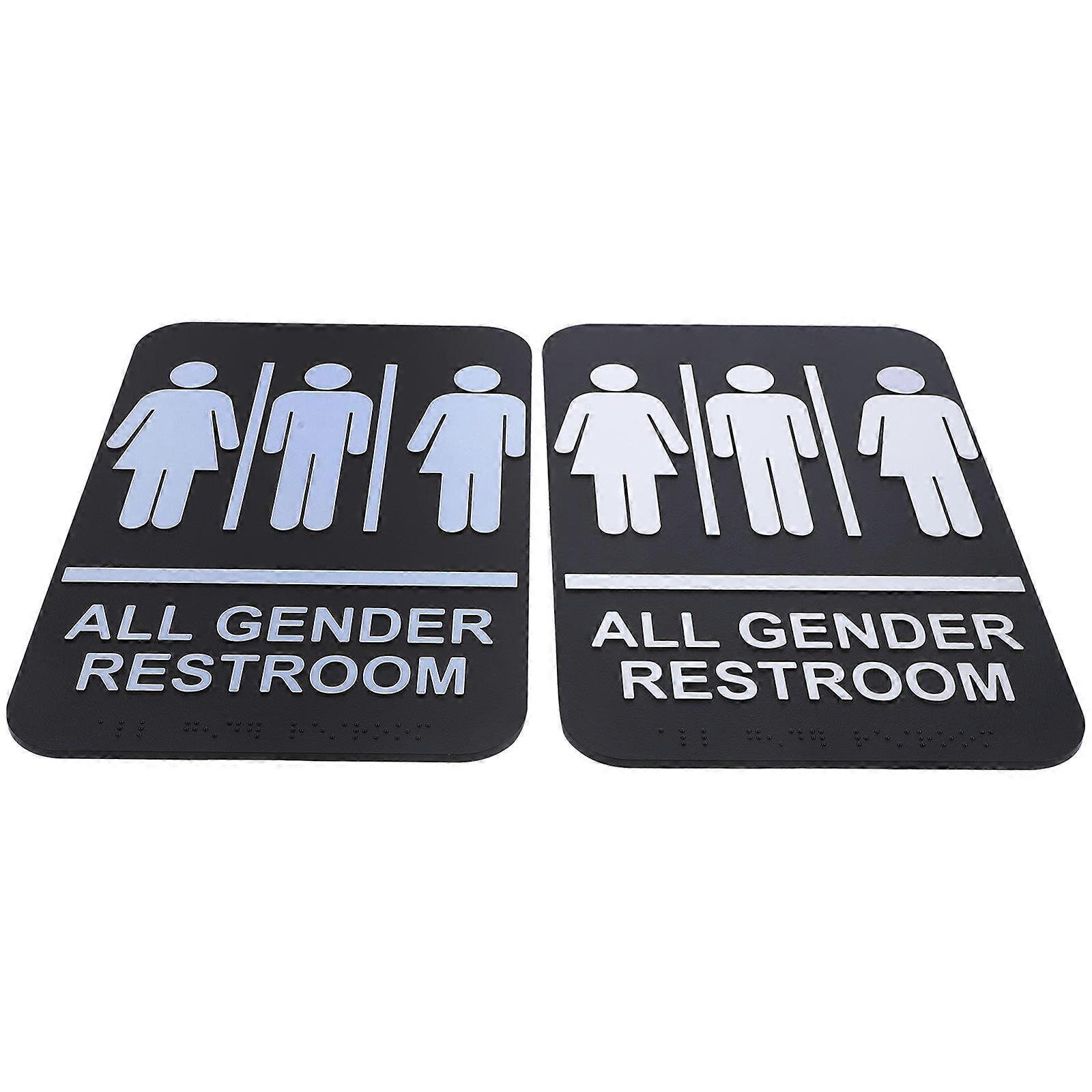 Braille Unisex Bathroom Sign for All Gender Restroom with High Visibility Assorted Color ABS 2 pcs