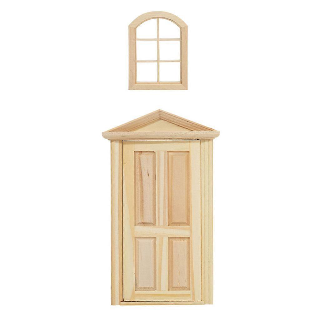 Beige Mini House Door for Decoration with Synthetic Material Great for Doll House Scenery Layout 1:12 Scale
