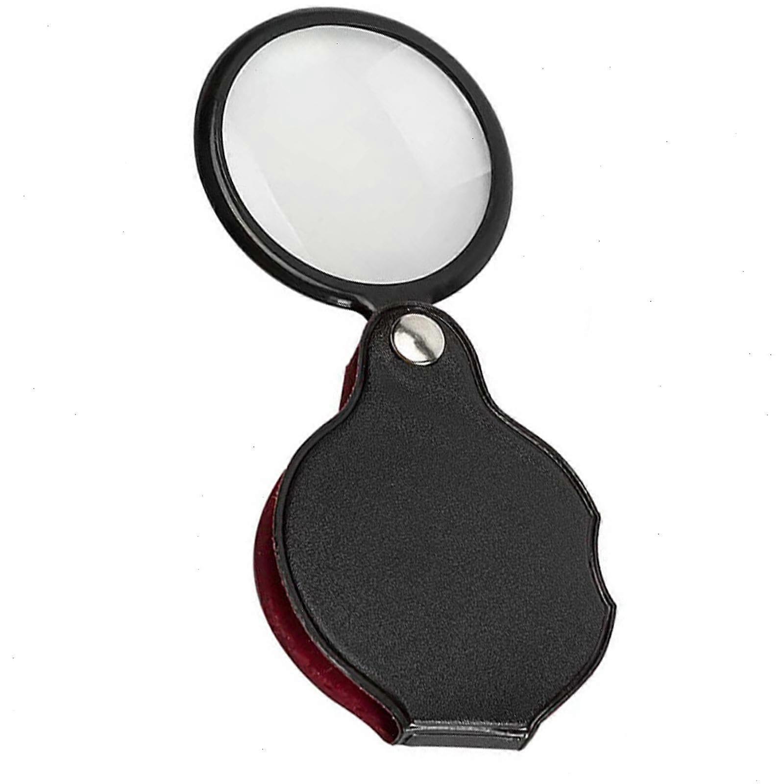 Mini Pocket Magnifier 8X with 60mm Lens, Portable Foldable Design, Rotating Leather Case for Reading and Detail Work