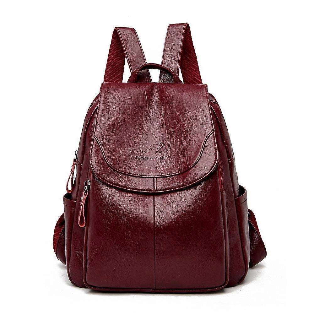 New retro women's handbag, summer, simple, soft leather, casual, simple, large capacity - Bordeaux
