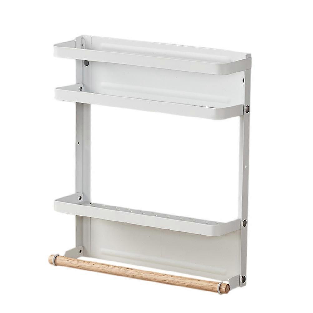 Space Saving Folding Magnet Refrigerator Rack Kitchen Shelf Storage Rack 1Set White 32*29Cm Design