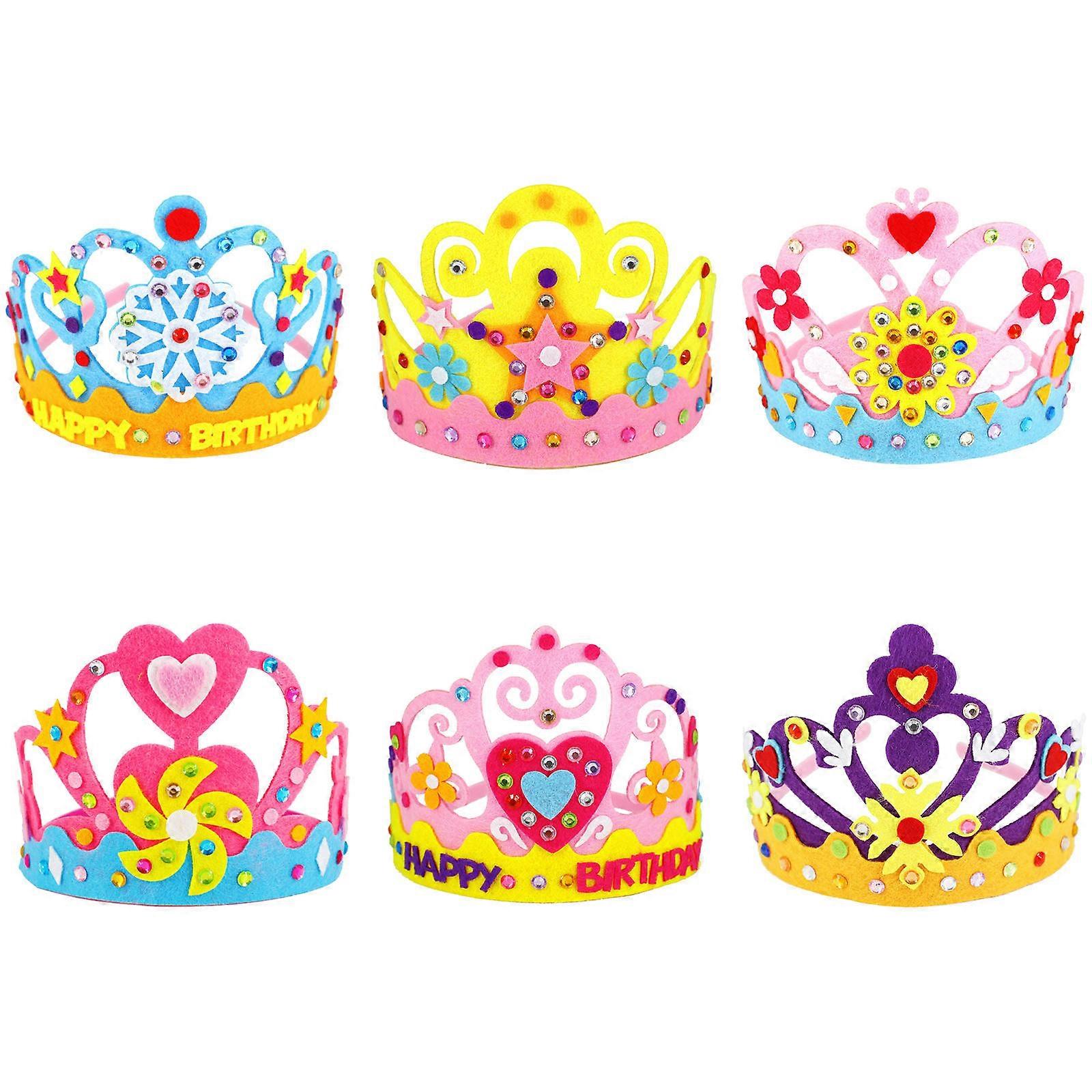 6pcs Colorful Birthday Crowns Party Hats Lightweight Comfortable Photo Props for Celebrations Dress Up