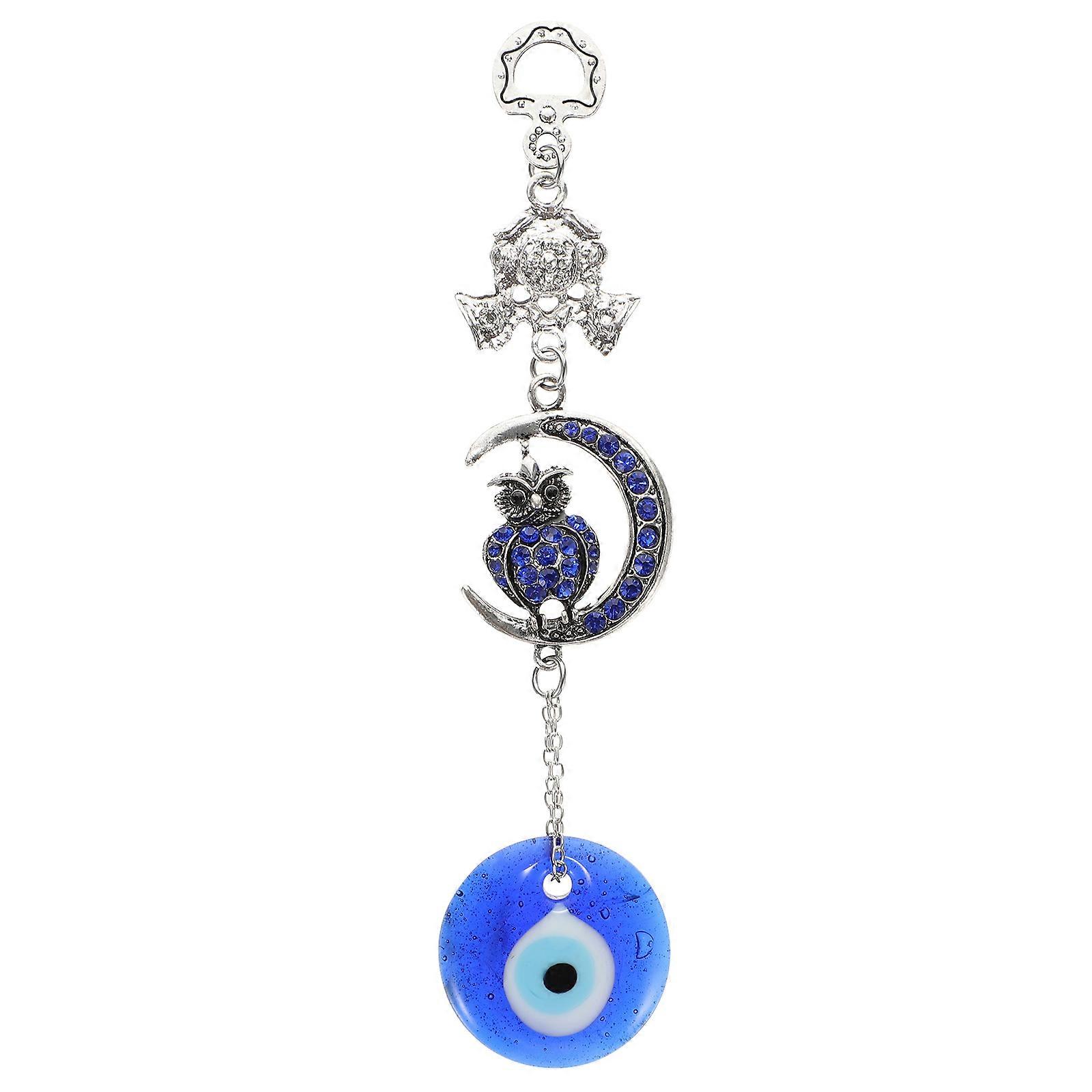 Blue Evil Eye Owl Wall Hanging Pendant – Decorative Charm for Bedroom, Car, Key Bag – Gift for Blessing, Housewarming, and Protection