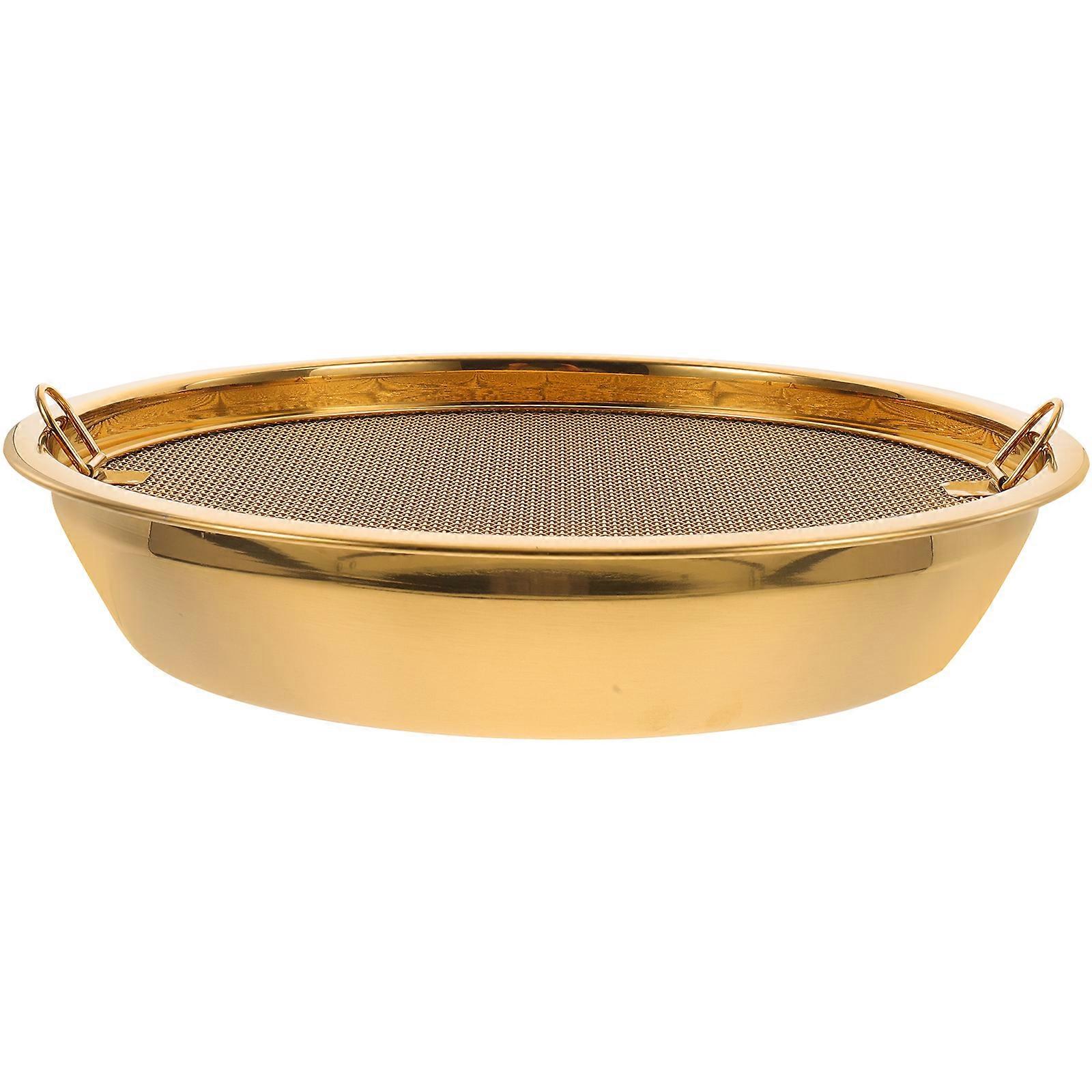 Simple Shape Metal Plate With Oil Drain Function Perfect For Banquet Use And Housewarming Occasions In Golden Set