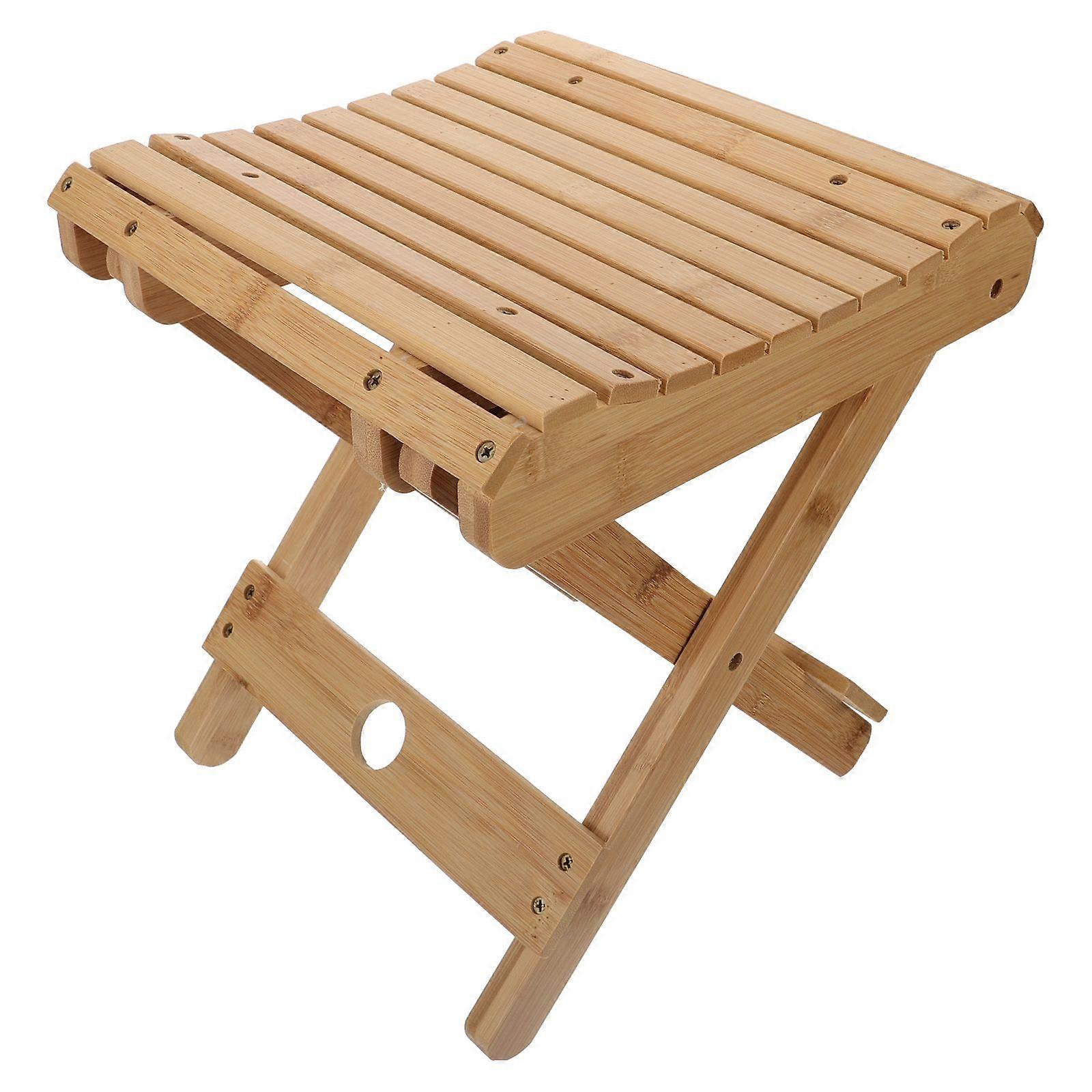 Multi-functional Bamboo Stool Convenient Fishing Stool For Garden 30.5X27.5X26.5CM Rounded Corner Design 1Pcs