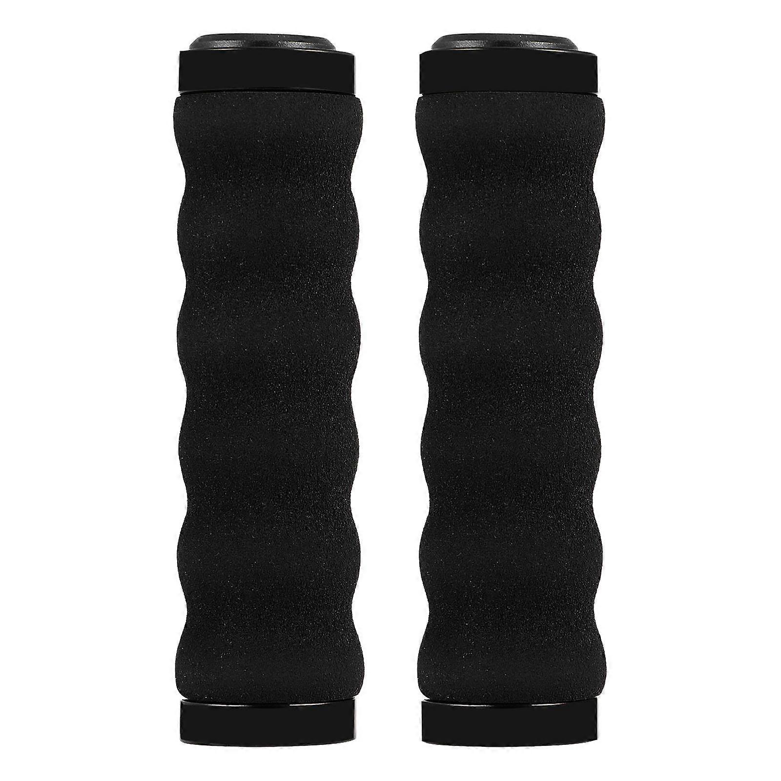 Durable Nonskid Rubber Bike Handlebar Grip Cover with Lock Ring for Mountain Bikes Black 2pcs