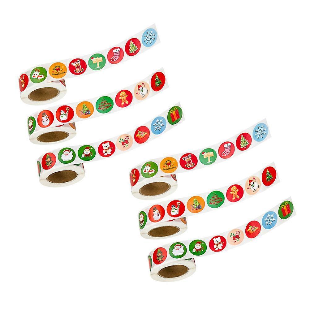 Decorative Round Stickers for School Use Assorted Color Festive Sealing 6 Rolls