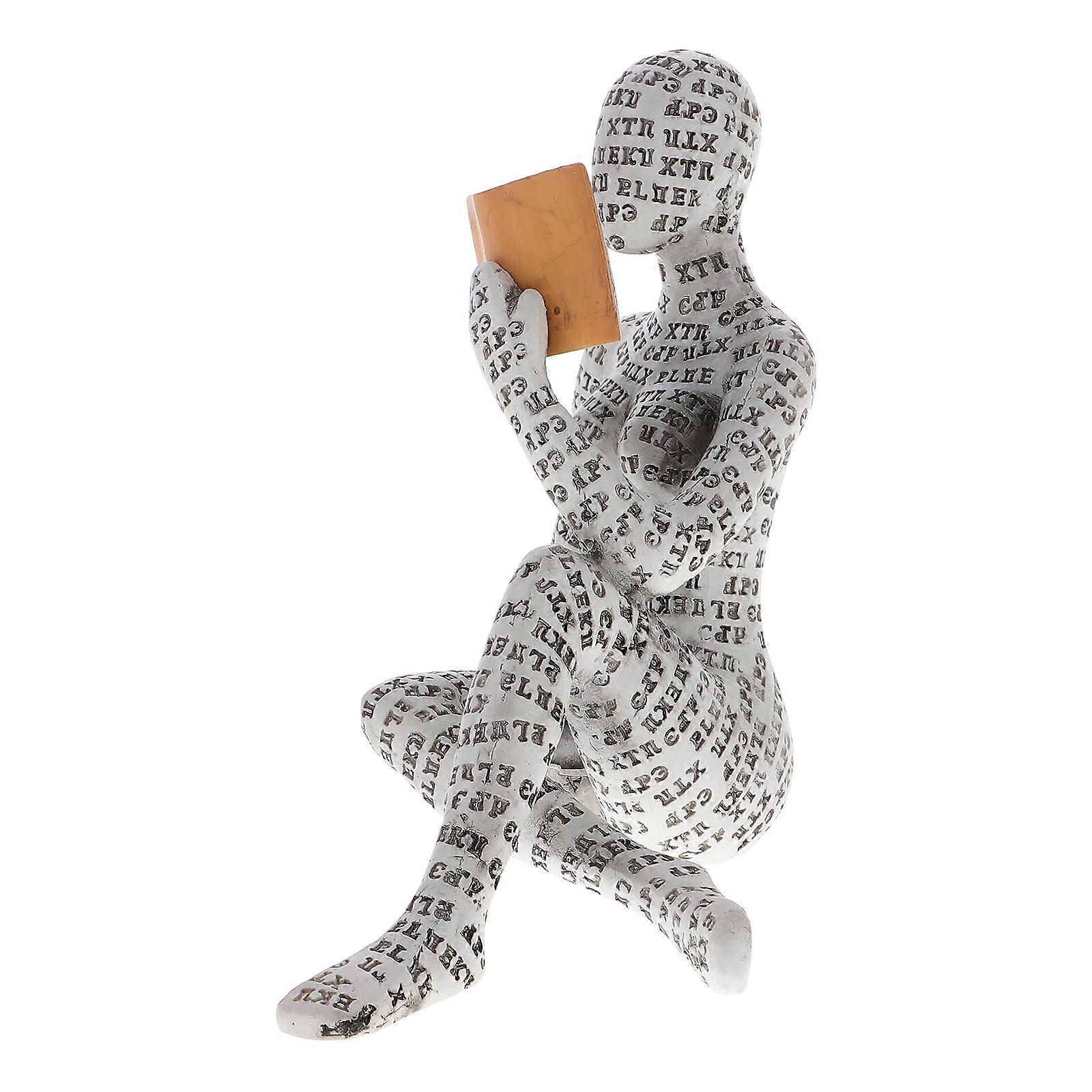 Thinker Statue Ornaments Resin Desktop Sculpture Home Library Emotional Expression 12.00X11.80X10.20CM 1Pack