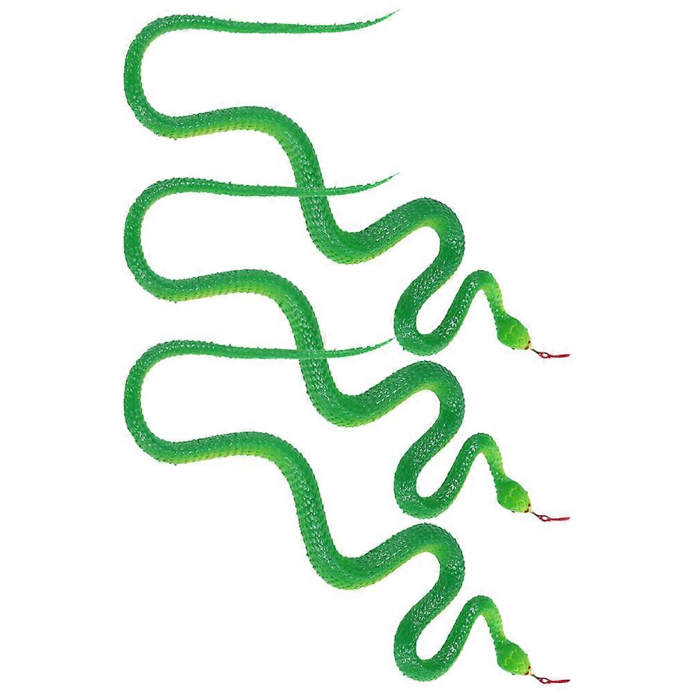 Lifelike Snake Toy Simulation Snake Model for Playing 3Pcs Green Rubber