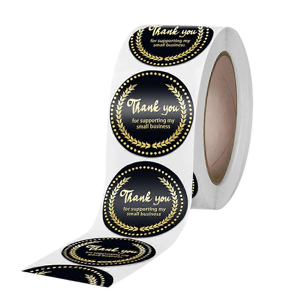 Business Label Stickers Roll Of 500Pcs Round Thank You Expression Gift Stickers For Small 3.8X3.8CM Black