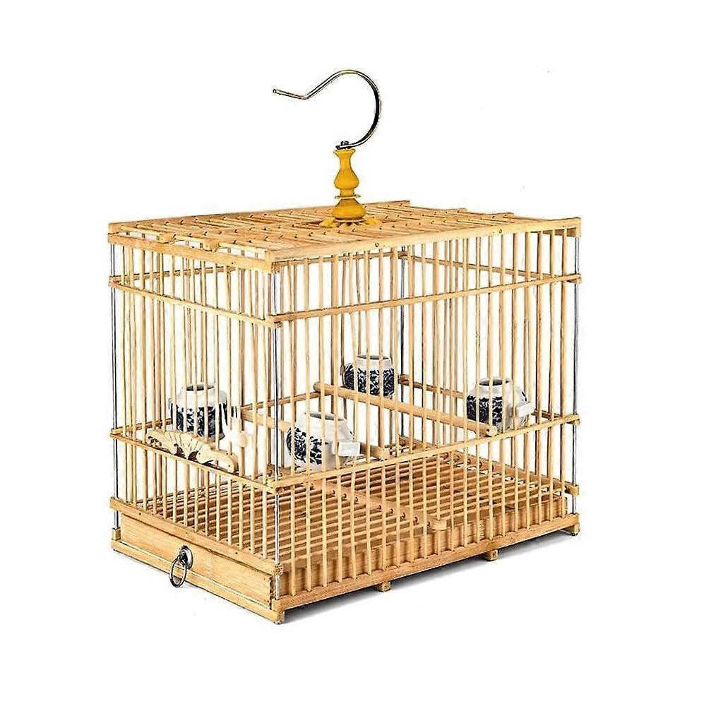 Bamboo Bird Cages, Portable Household Bird Cages, Vintage Square Large Bird Carrier