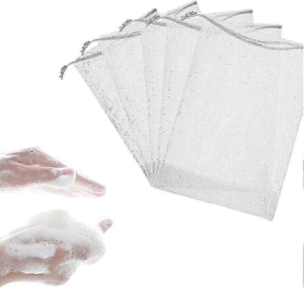 50X Soap Net Soap Bag Soap Saver Soap Scrap Bag Soap Sack Bubble Mesh Bags With Cord Cleaning Tools