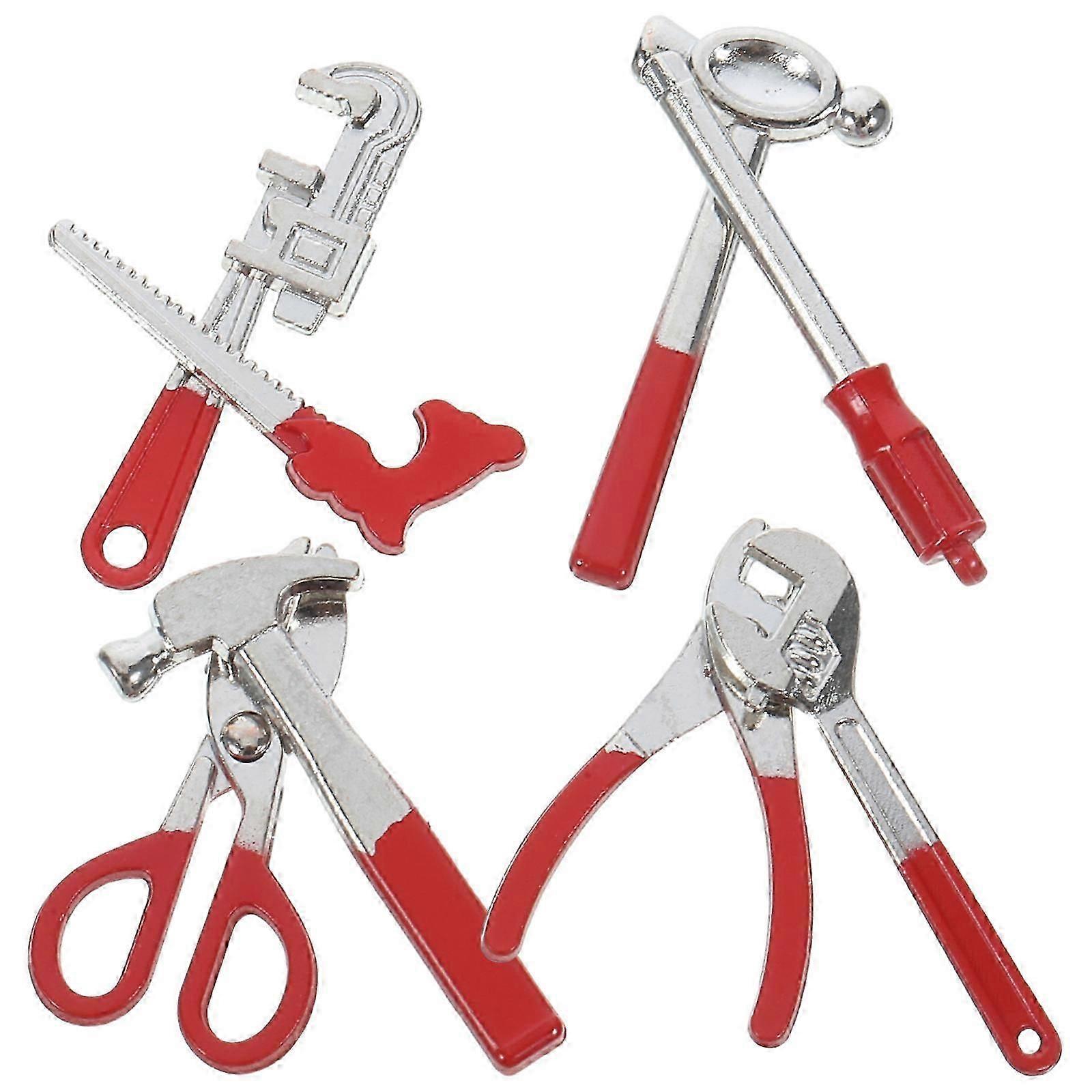 Miniature Construction Tools Set With Decorative Function For Children And Hobbyists In Red Color 8Pcs