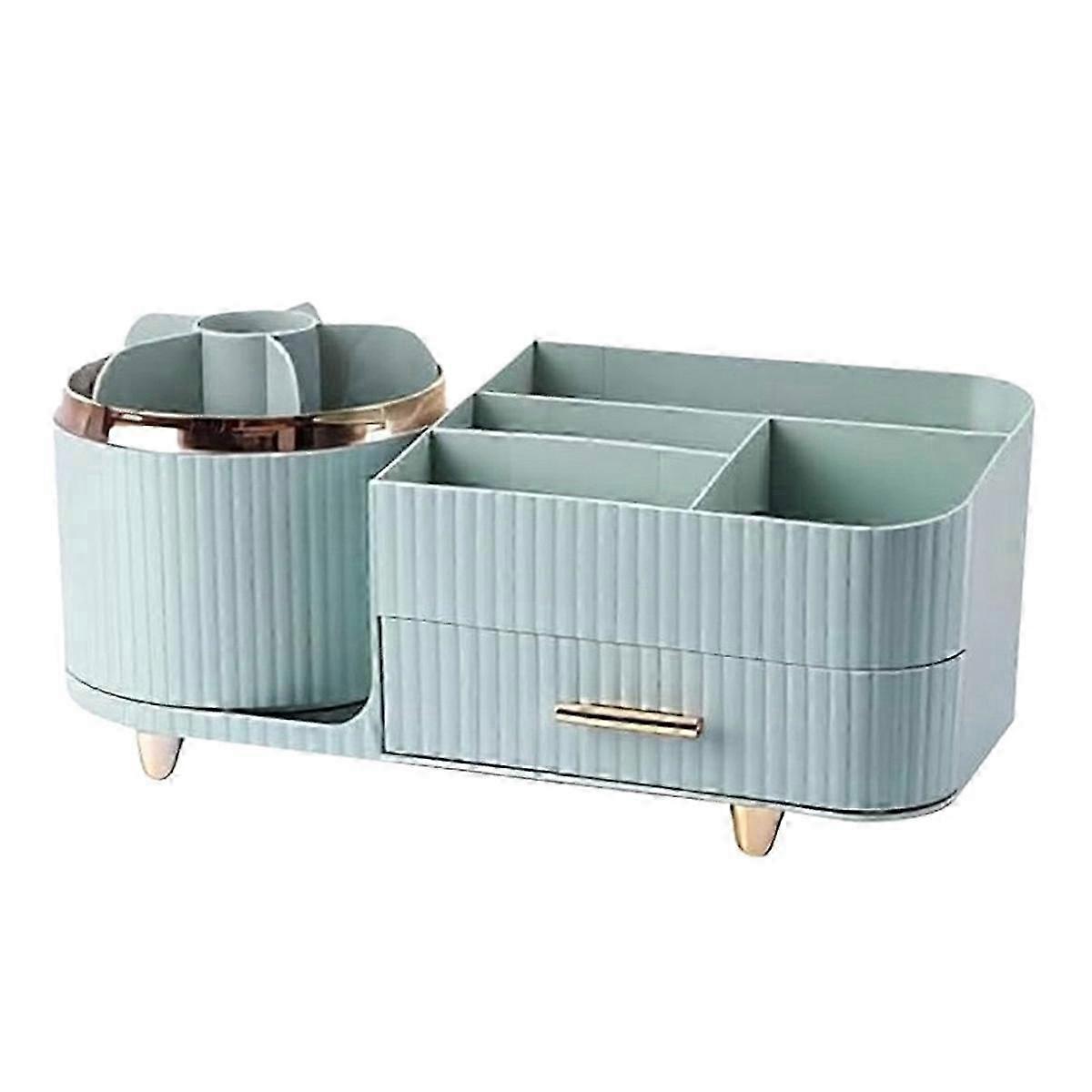 360° Rotating Makeup Organizer with Drawers - Cosmetic Display Case for Skincare, Brushes, Eyeshadow & Lipstick