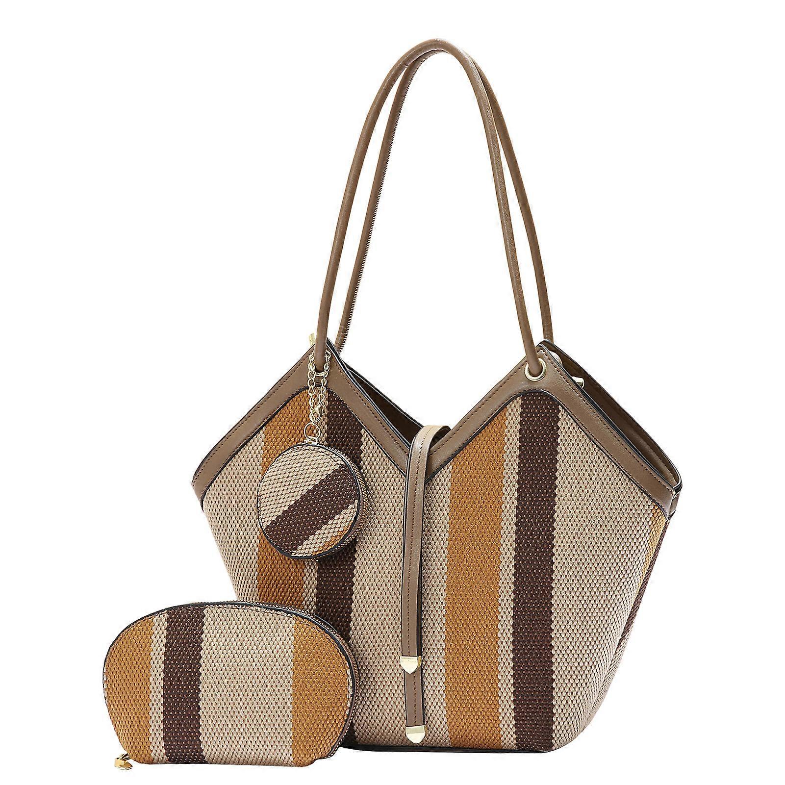 Fashion Color Block Tote Bag For Work Travel Versatile Shoulder Hand Carry Handbag, for Social Gatherings Evening Events