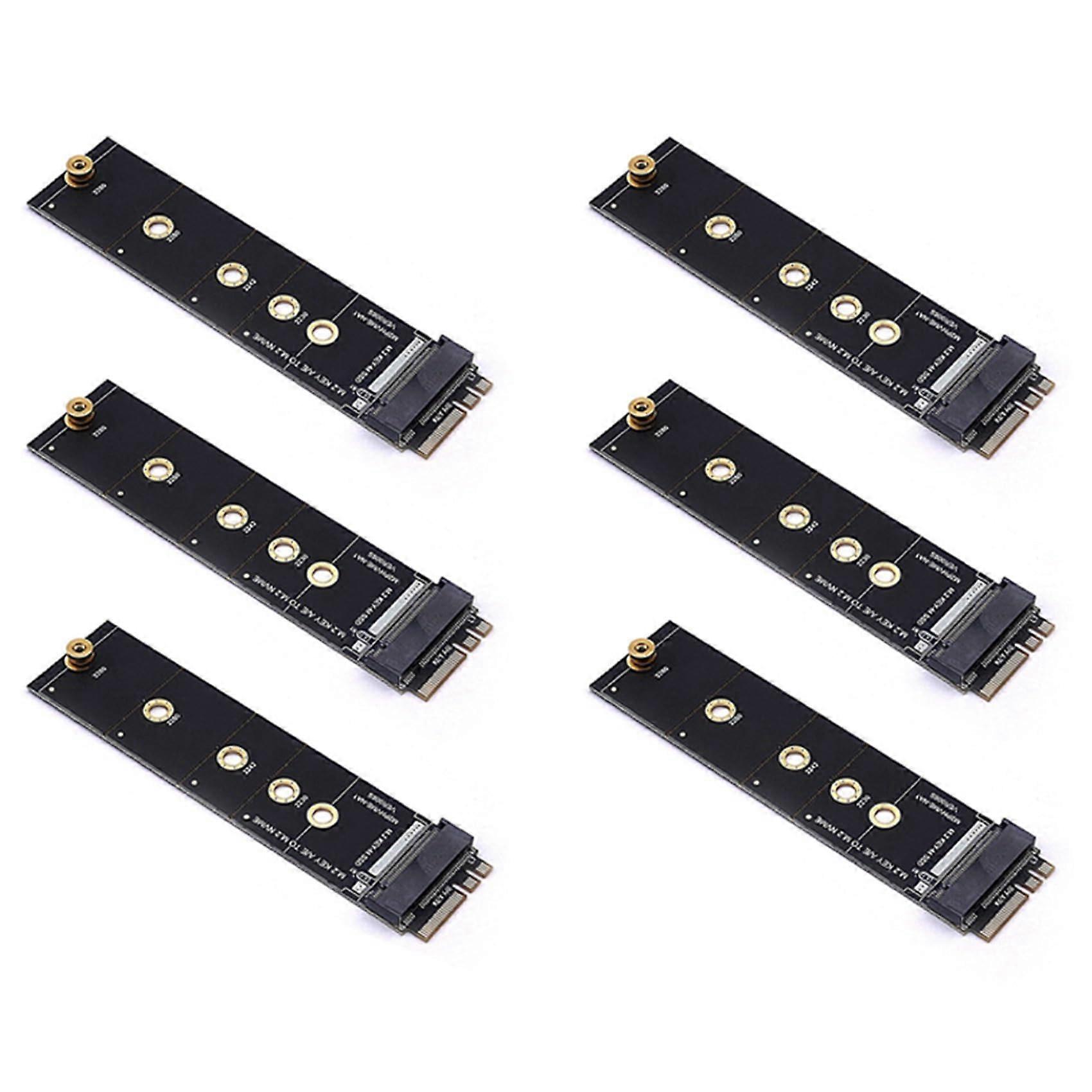 M.2 NVMe Adapter, AE Key to M.2 NGFF, PCIe NVMe SSD Expansion Card, 6x Slots, KeyM Compatible