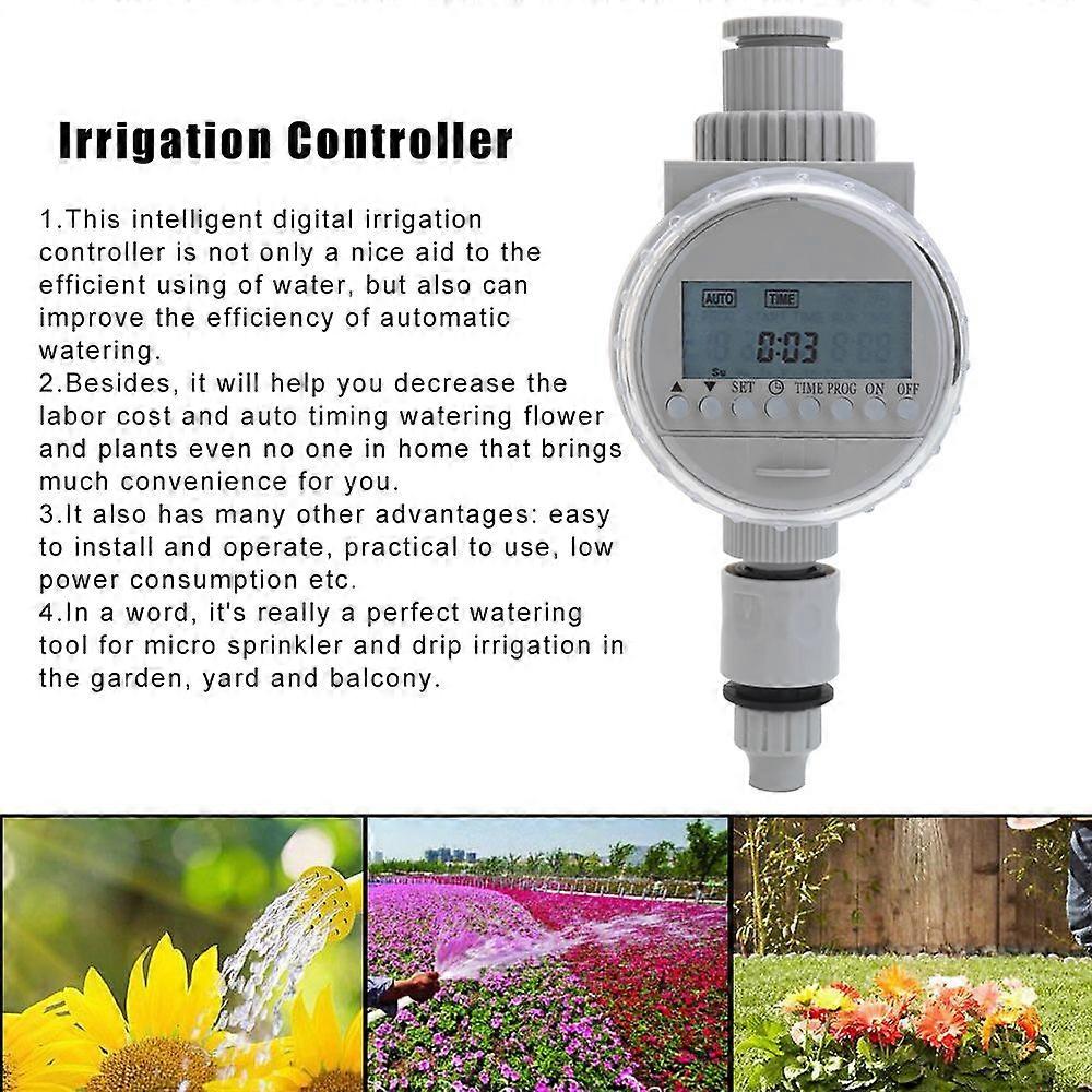 White Solar LCD Screen Garden Irrigation Control Auto Water Saving Irrigation Controller Digital Watering Timer