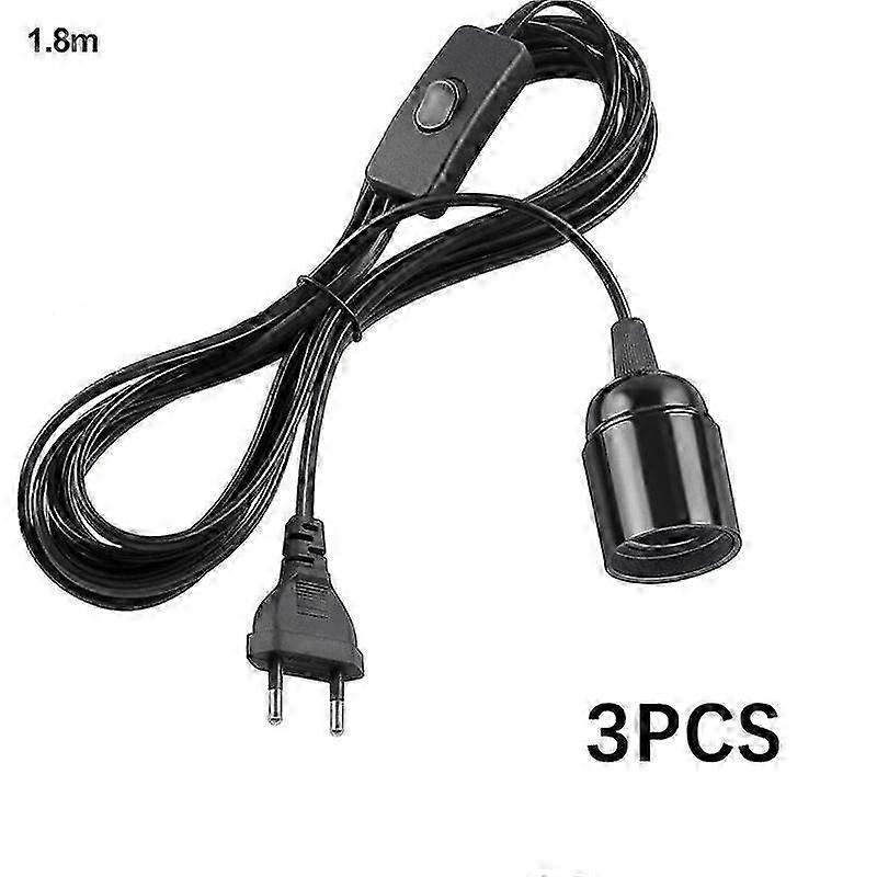 3PCS atomic number 63 Plug 1.8m Power Cord Cables E27 Lamp Base Holder With Switch Wire For Pendant Led Bulbs Home Hang Fixture Suspension Socket