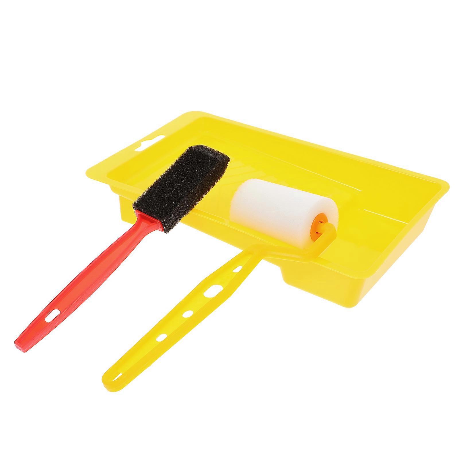 Paint Roller Brush Set With Sponge Rollers For Home Improvement Projects Featuring Large Area Coverage 1 Set