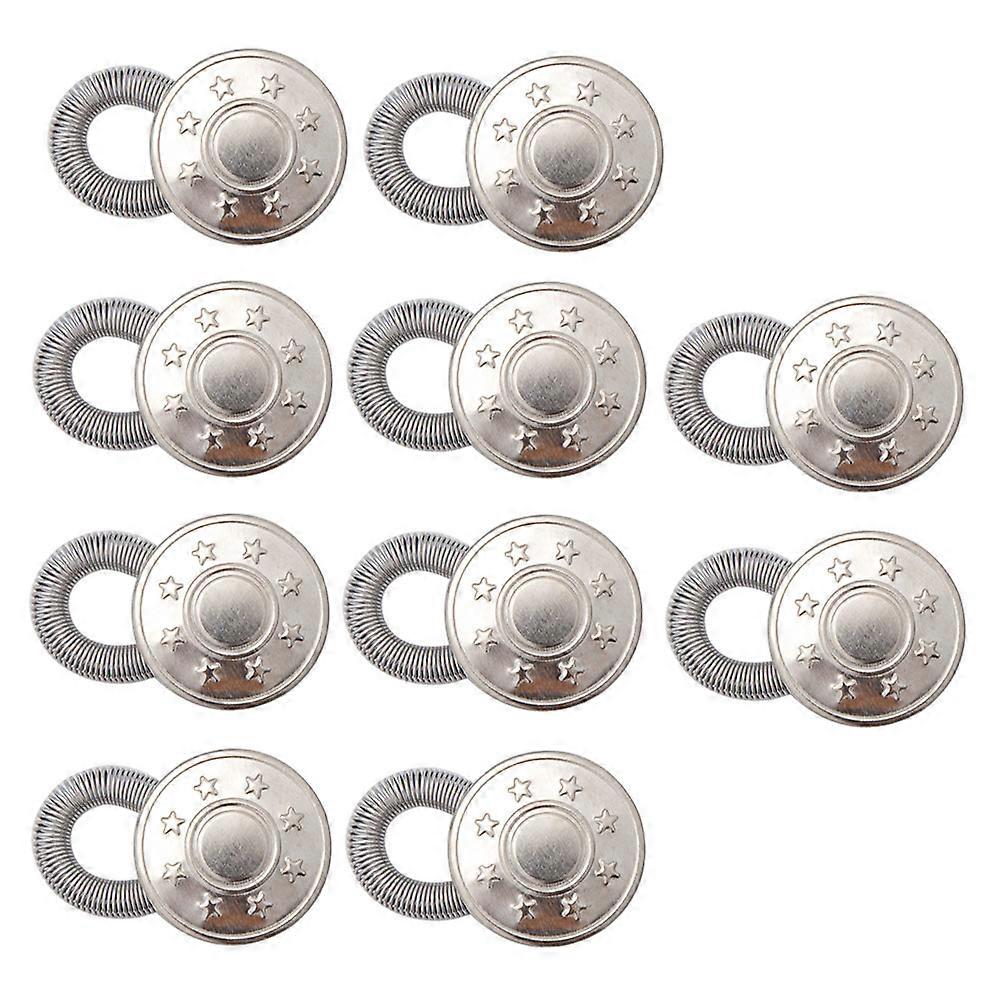 Adjustable Waist Extender Pants Button Extender for Jeans Skirts Travel 0.9x1.6x3CM Silver 10Pcs