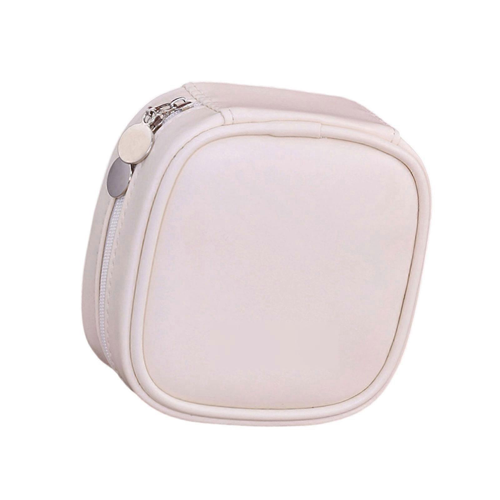 Secure Pull String Closure Jewelry Storage Case  Soft Leather Perfect For Travel Accessories Organization And Home Use  White