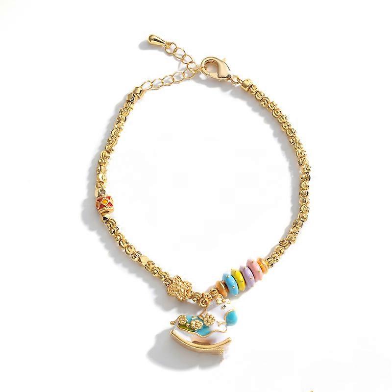 Colorful stone, niche design sense, copper-plated 18K real gold, light luxury high-end women's bracelet