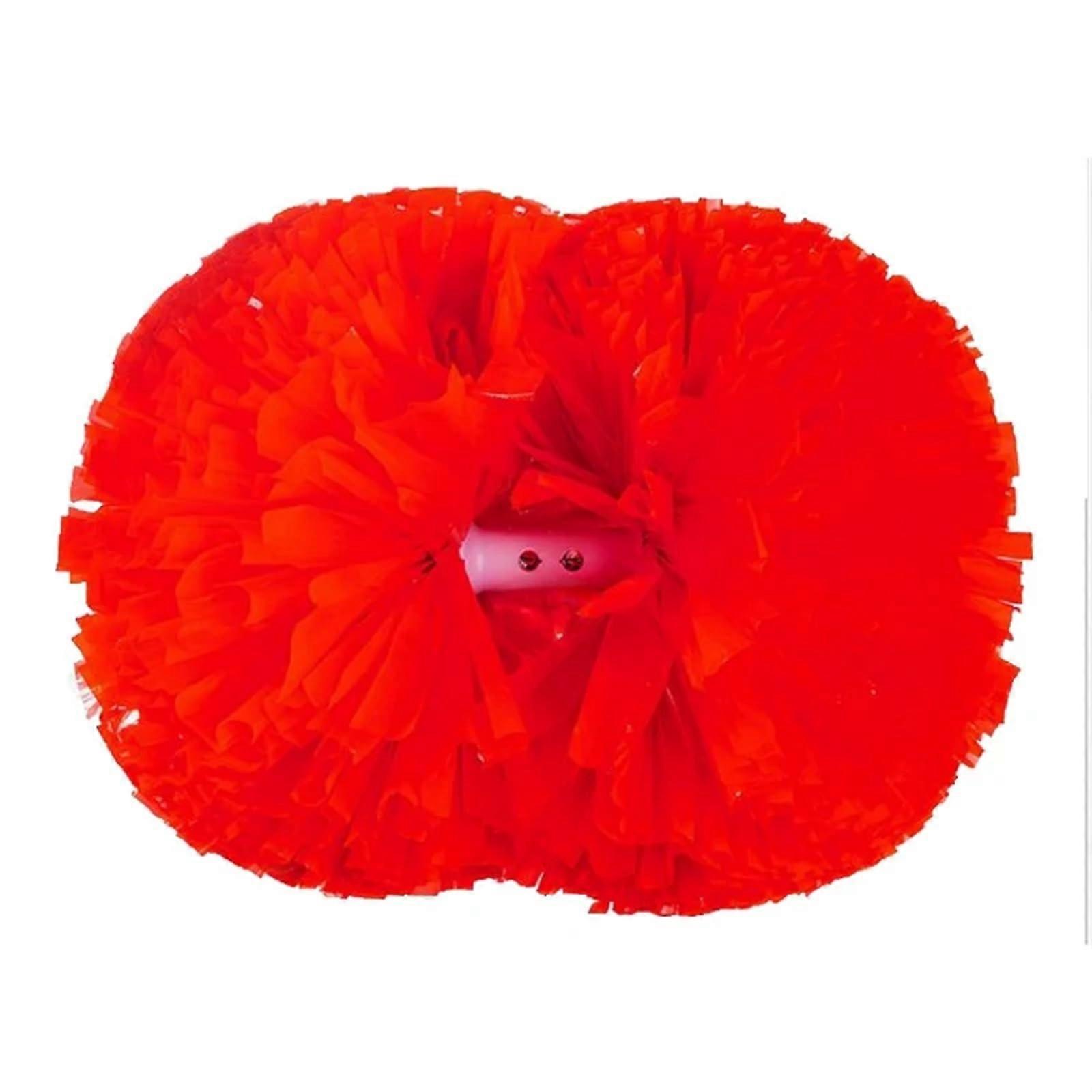 Metallic Cheerleading Pom Poms 2 Pack With Baton Handle Red For Team Spirit