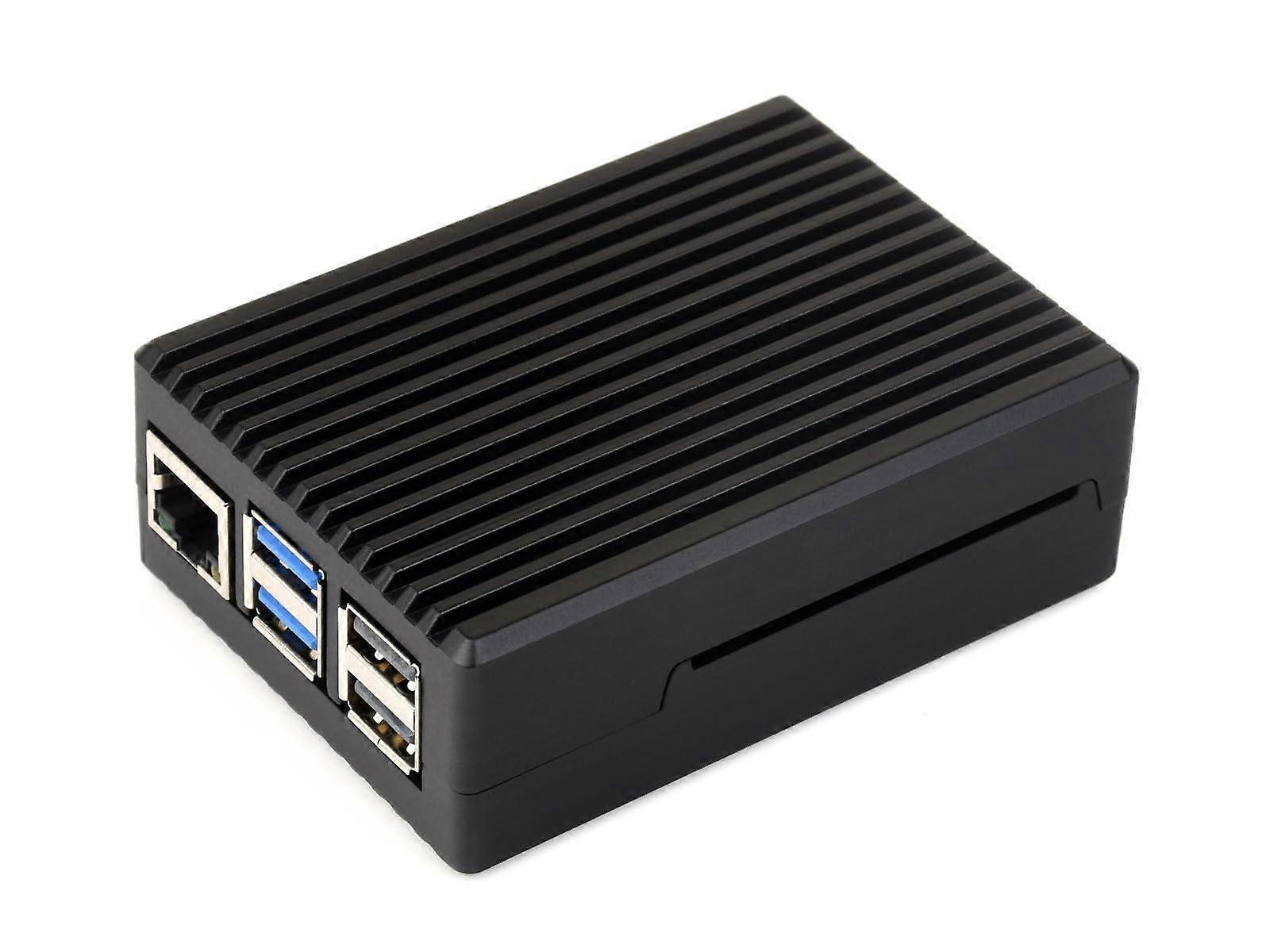 Aluminum Stripe Grooved Case for Raspberry Pi 5 With BuiltIn Cooling Fan and Heatsink Pillars