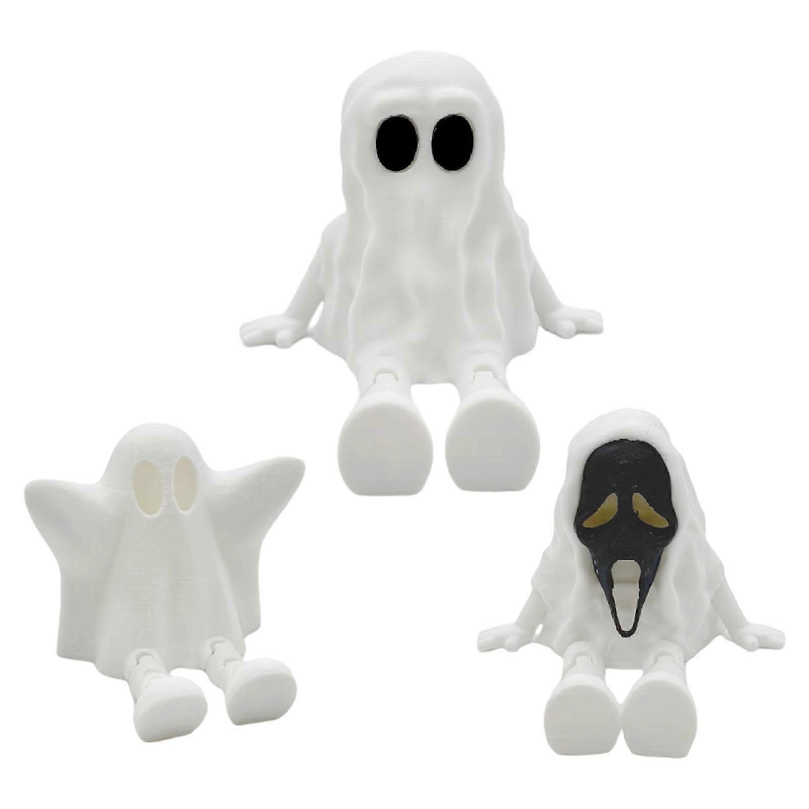 Articulated Halloween Ghosty Figurine Joint Movable Safe Mini Decoration Ornament for Table Display Multicolor