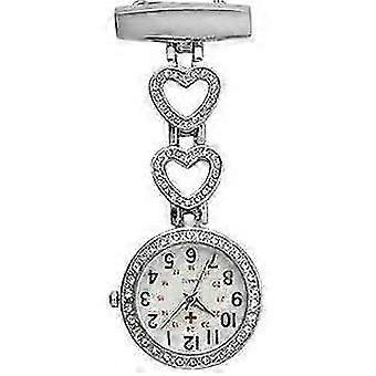 Dames Hart Staal Verpleegkundige Arts Tuniek Broche Quartz FOB Pocket Medisch Horloge