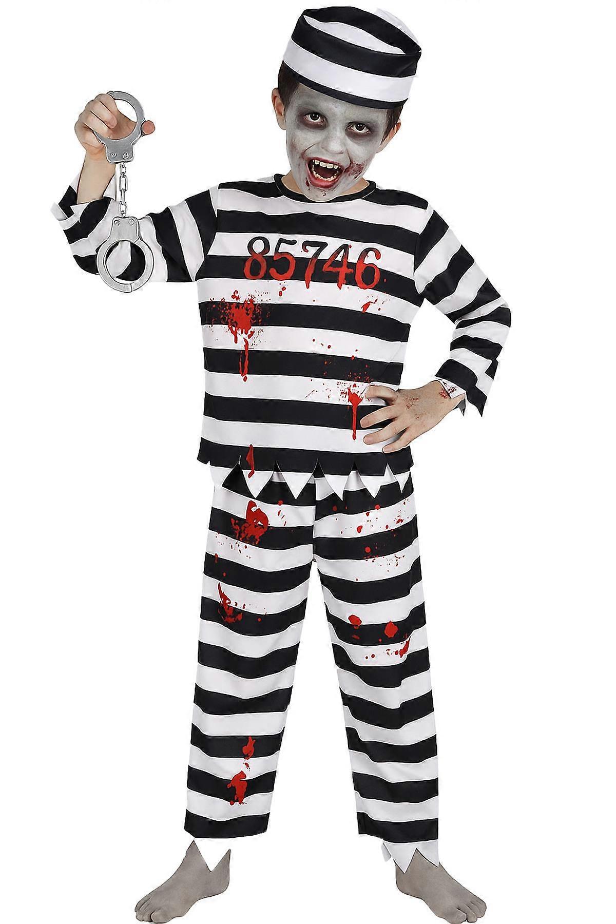 Kids Boys Zombie Prisoner Set Bloody Costume Eerie Undead Convict Halloween Set