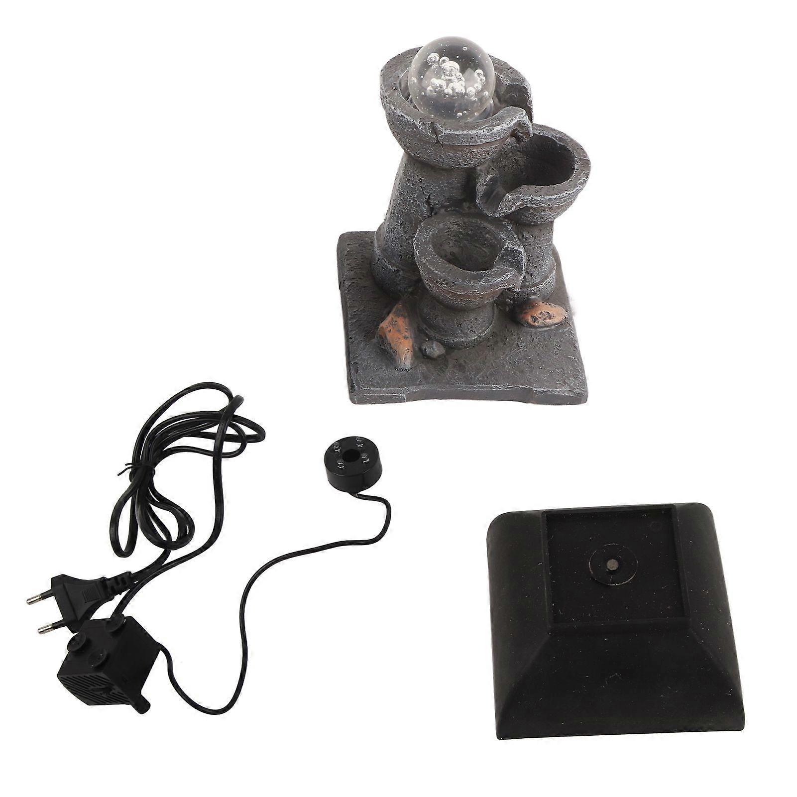 LED Illuminated Tabletop Waterfall Flowing Water Fountains with Ball for Home Office Feng Shui DecorationEU Plug 220V