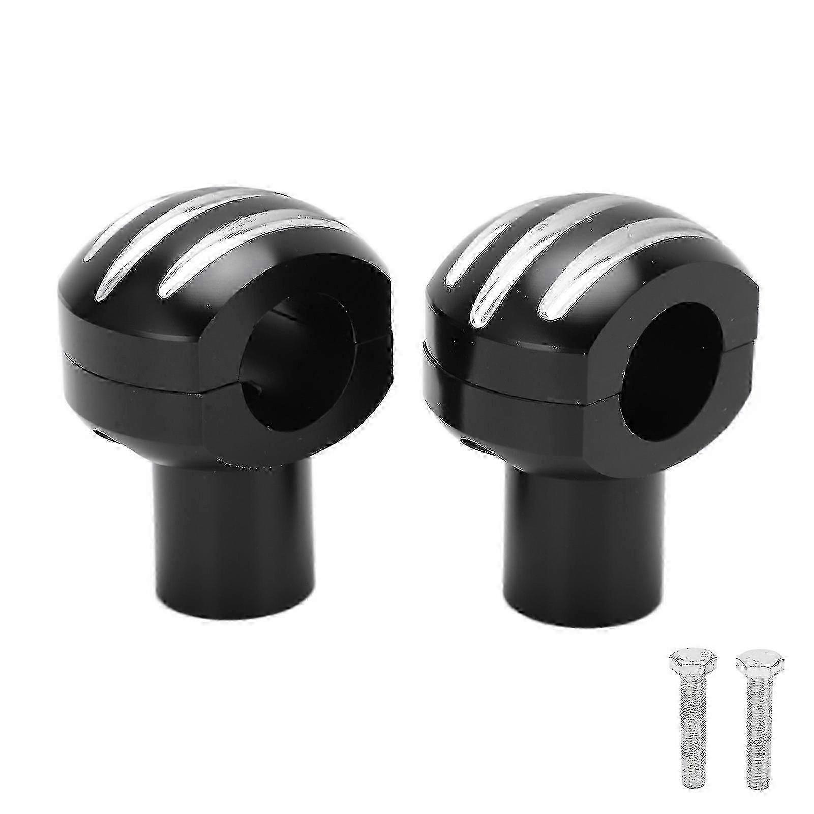 Motorcycle Handlebar Riser 25mm CNC Universal Motorcycle Handlebar Clamp Round Head with Stripe Handlebar LifterBlack