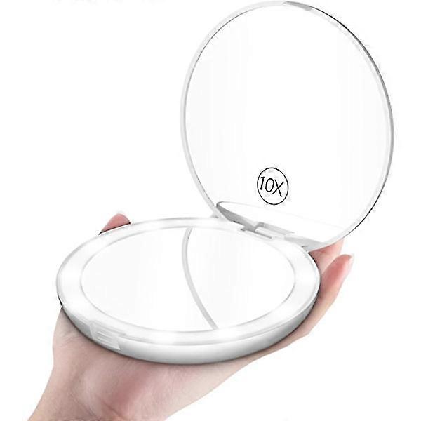 3.5 inch Lighted Compact Mirror 10X Magnifying Mirror