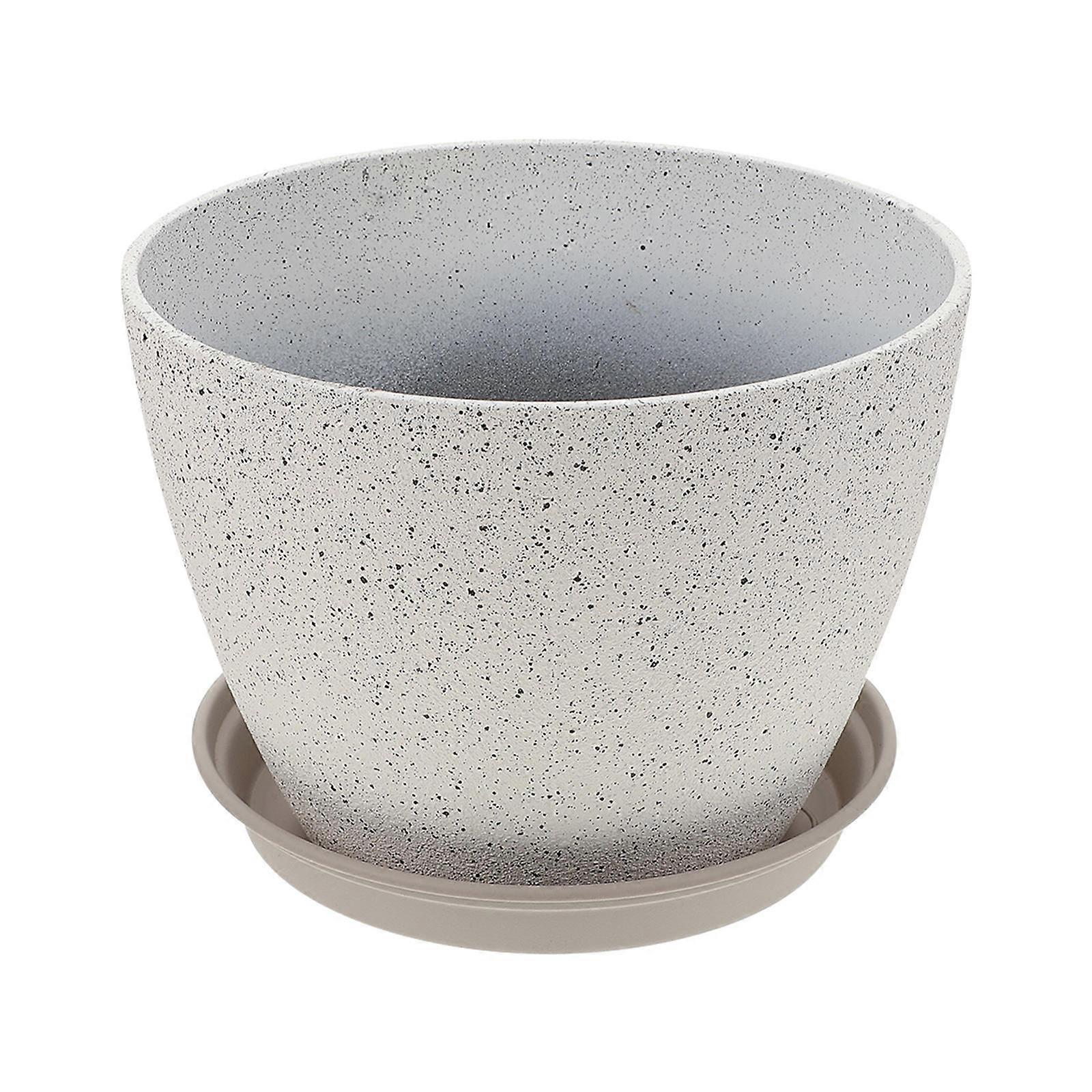 Frosted Succulent Pot Square Base Flower Pot for Plant Lovers Indoor Use White Resin Material Plant Container 1 Set