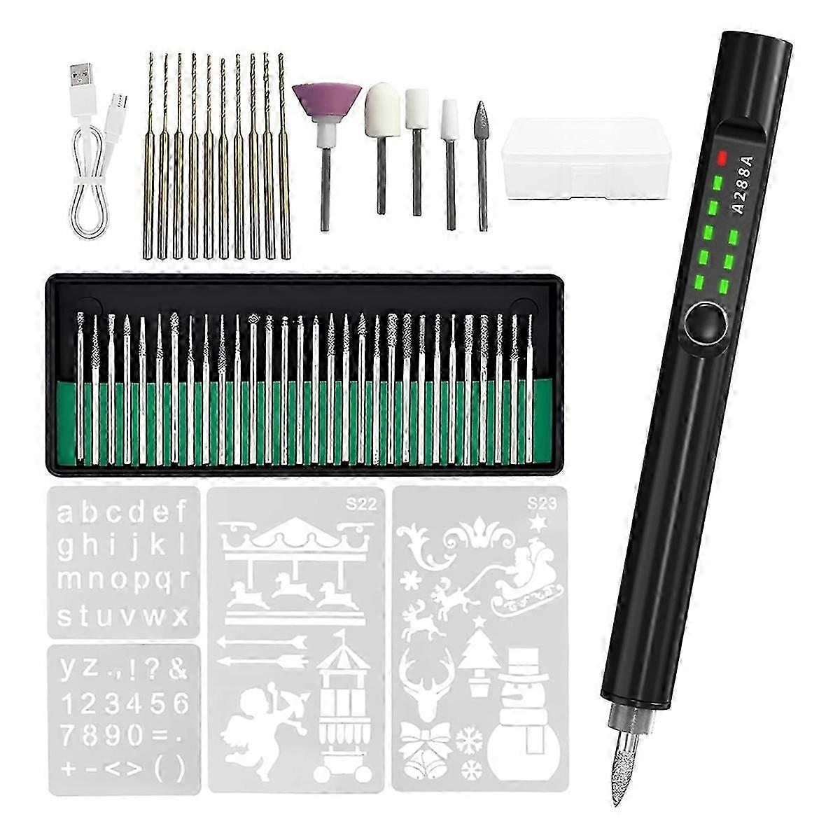 suitable for engraving, 41pcs led light engraving pen set, usb rechargeable cordless engraving tool for artists and diy