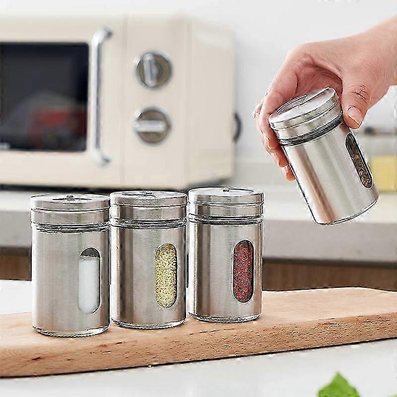 Pieces Spice Jars with Swivel Lid, Stainless Steel Seasoning Bottle, Spice Jar Kitchen Spice Set, Spice Jars for Tea, Salt and Pepper