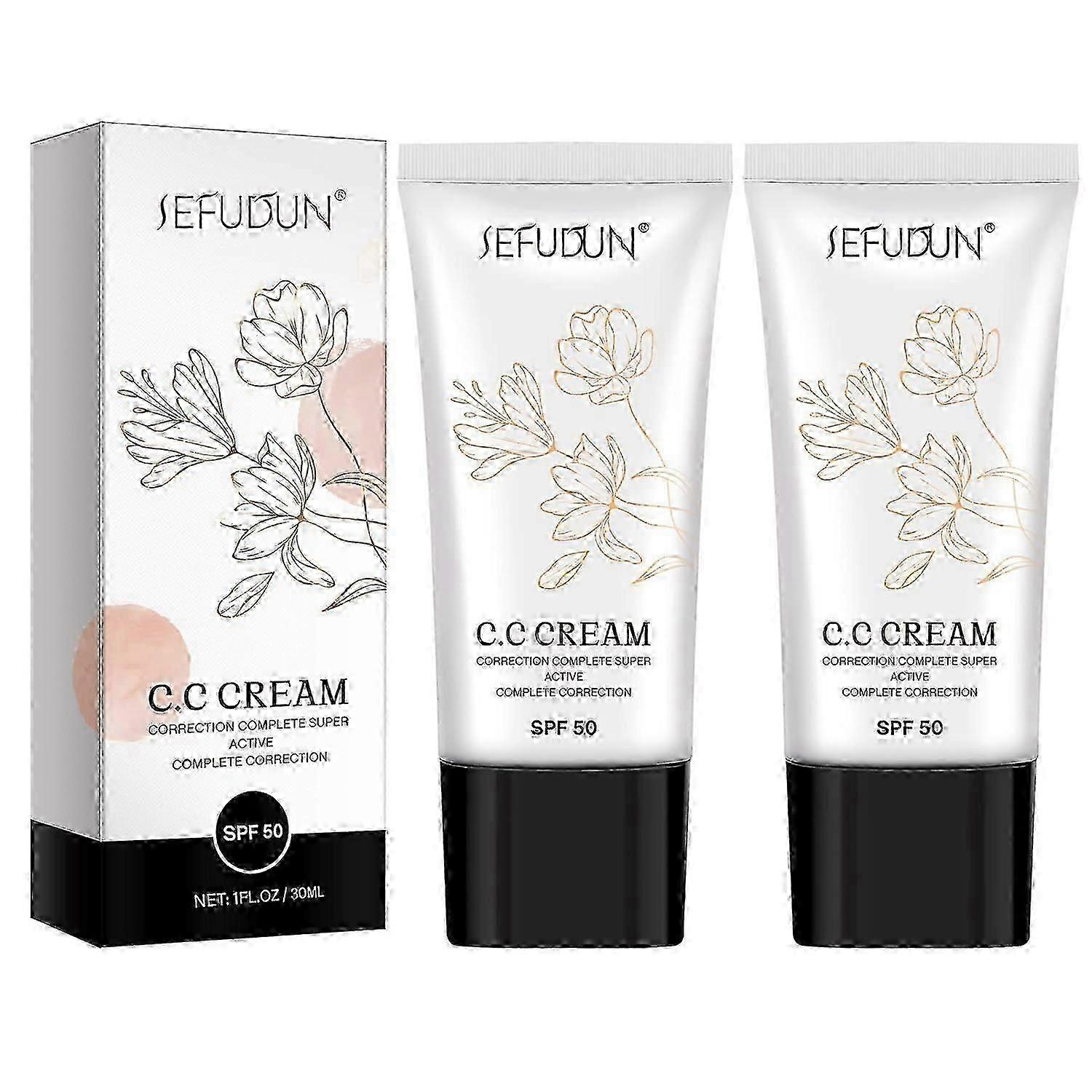 CC Cream, Skin Tone Adjusting CC Cream SPF 50, 2Pcs Super Active CC Cream Foundation for Face and Body Color Correcting