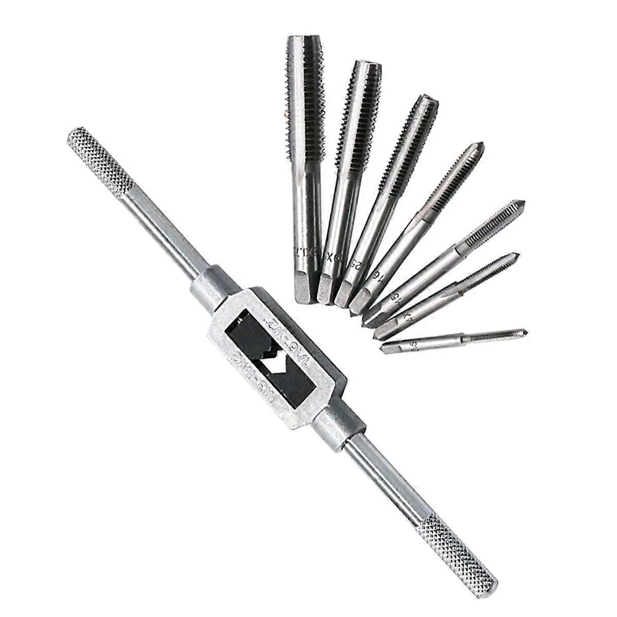 8Pcs Hss Hand Screw Tap Die Wrench Tap Wrench 1/16-1/2Inch