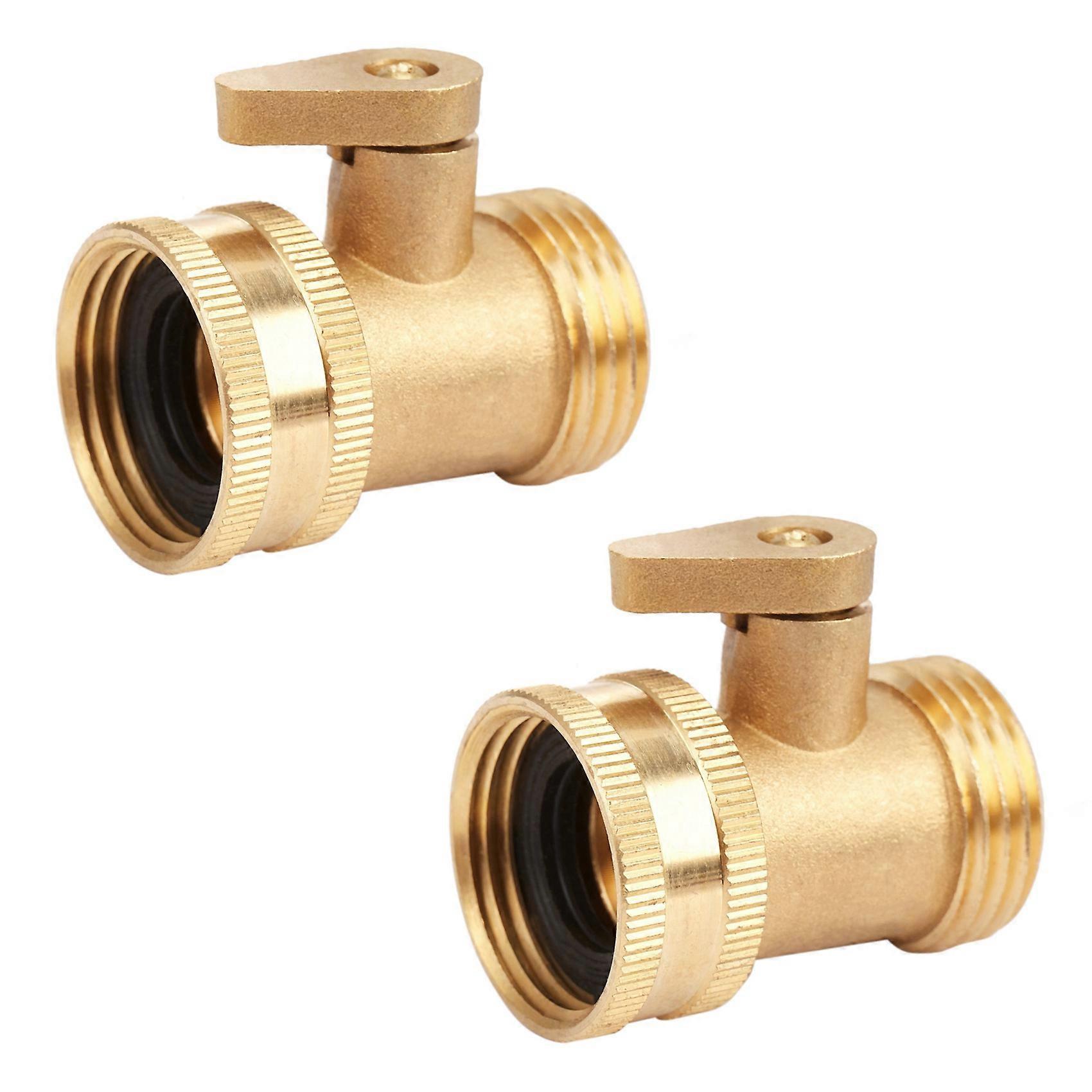 2X 3/4 Inch Garden Hose Water Pipe Connector Brass Valve Faucet Taps Splitter with Shut Off Switch